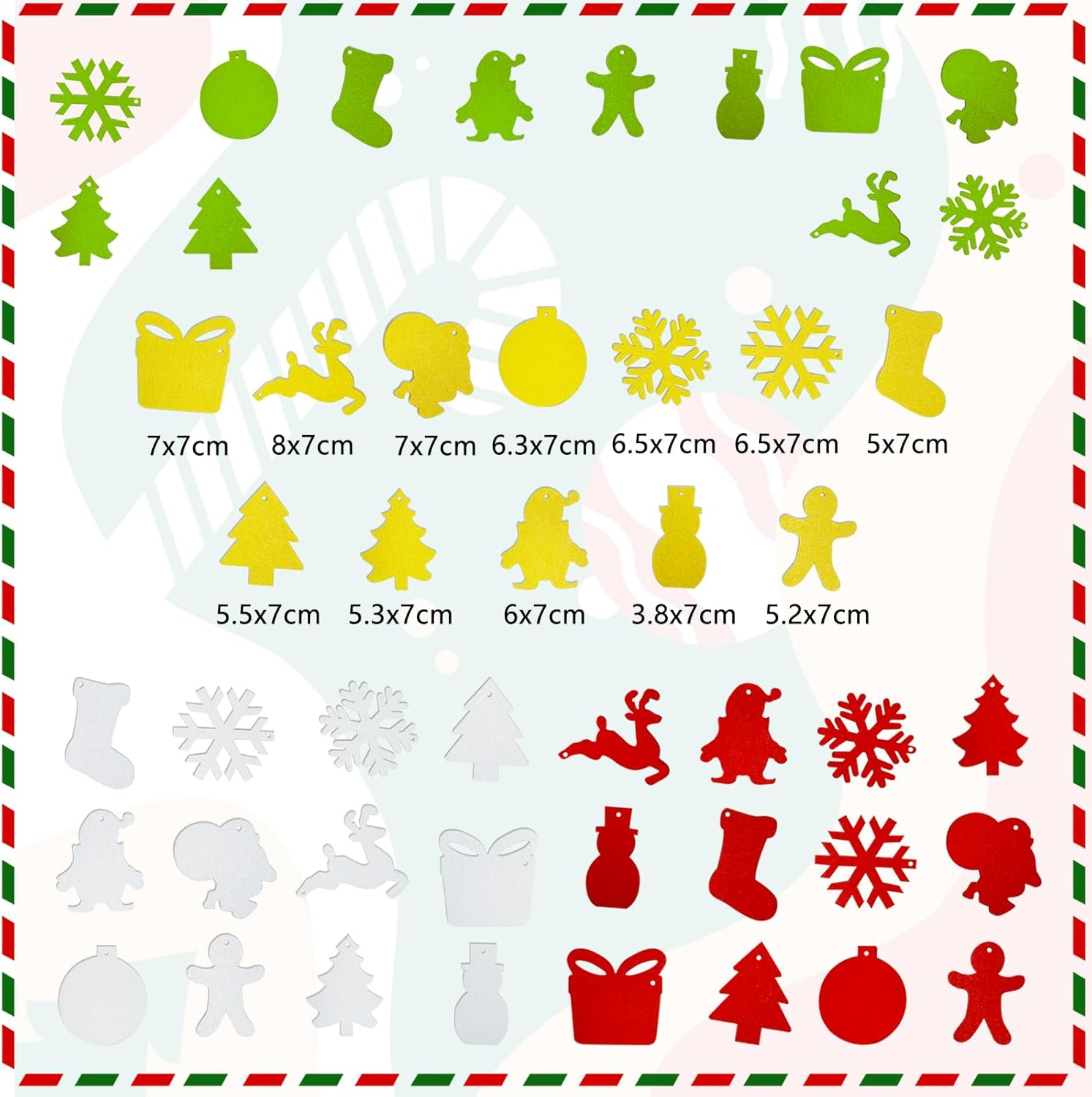 Jtnohx Formas de fieltro, kit de manualidades de 2.8 pulgadas con copos de nieve de fieltro, mini árbol de Navidad, muñeco de nieve, hombre de