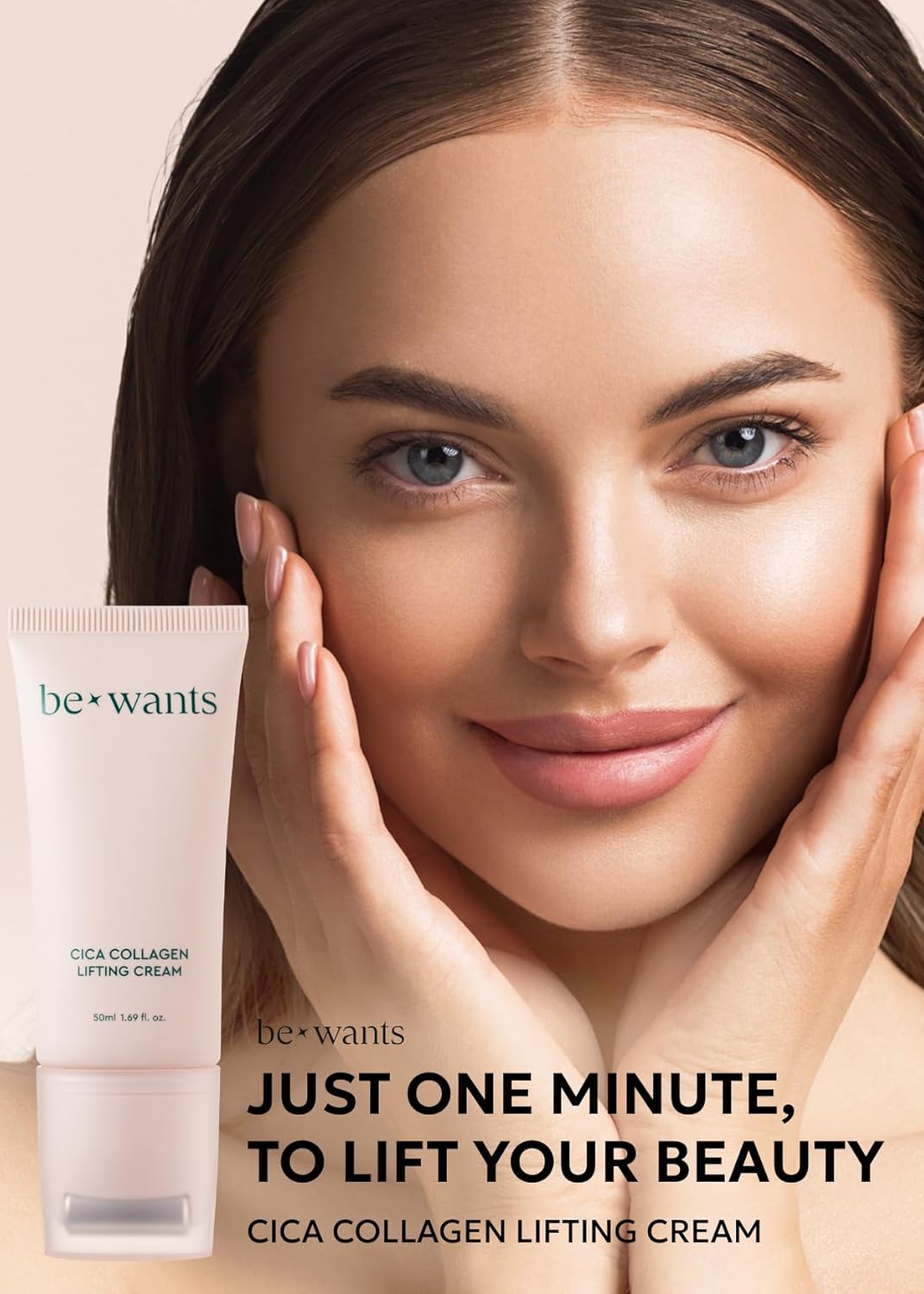 bewants Cica Collagen Lifting Cream (1.7 onzas líquidas), suero de ojos roll-on y crema para ojos