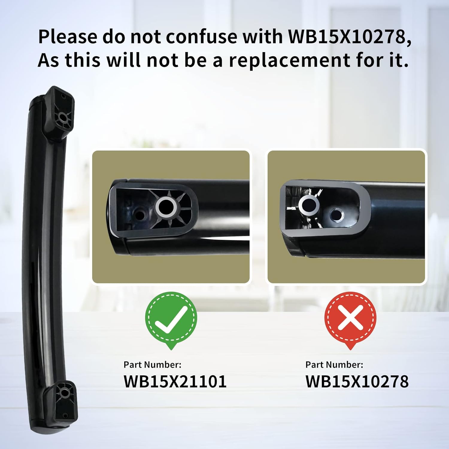 WB15X21101 – Manija de puerta para horno de microondas mejorada compatible con microondas General Electric (GE) (negro)