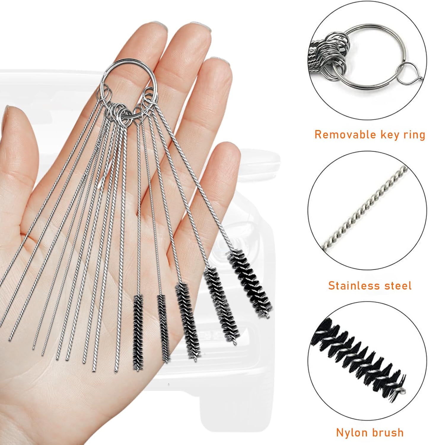 Carburador Carbon Dirt Jet Remover, 5 cepillos de nailon + 10 agujas de limpieza + 1 kit de herramientas de llave de mariposa para motocicleta, ATV,
