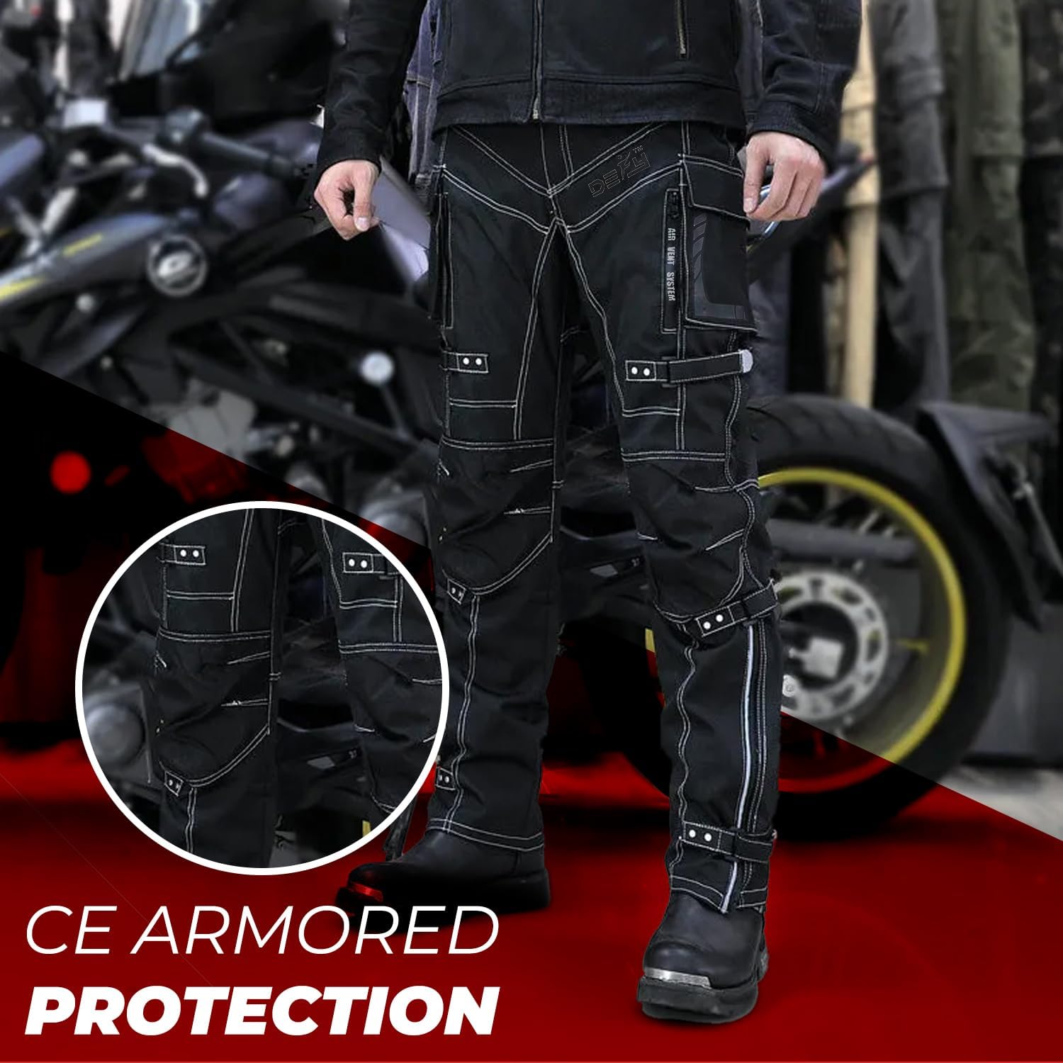 Pantalones de motocicleta para hombre, pantalones deportivos duales, impermeables, resistentes al viento, para todo tipo de clima, con blindaje CE