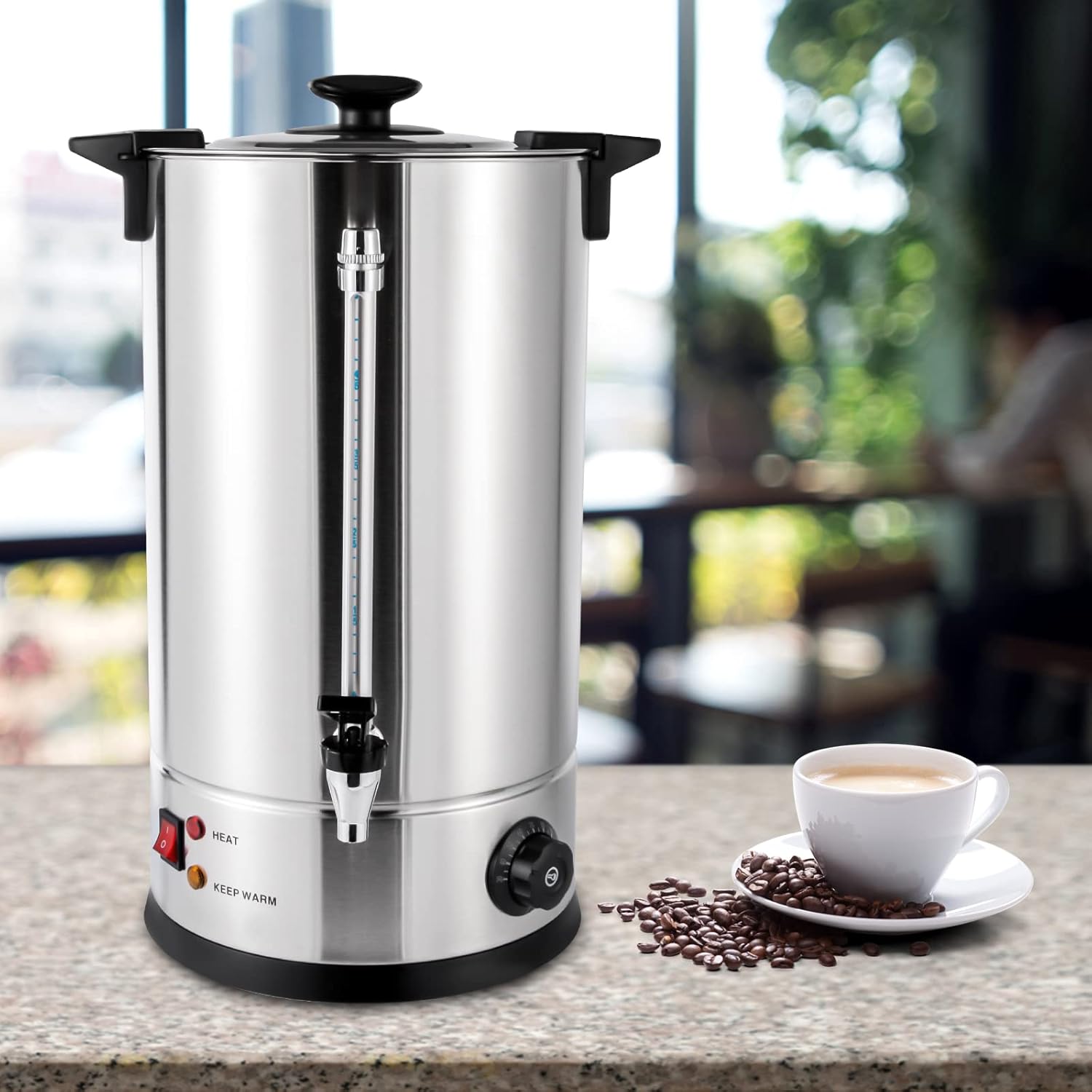 Urna de café comercial de acero inoxidable, dispensador de café de preparación rápida, dispensador de bebidas calientes, urna de agua caliente para