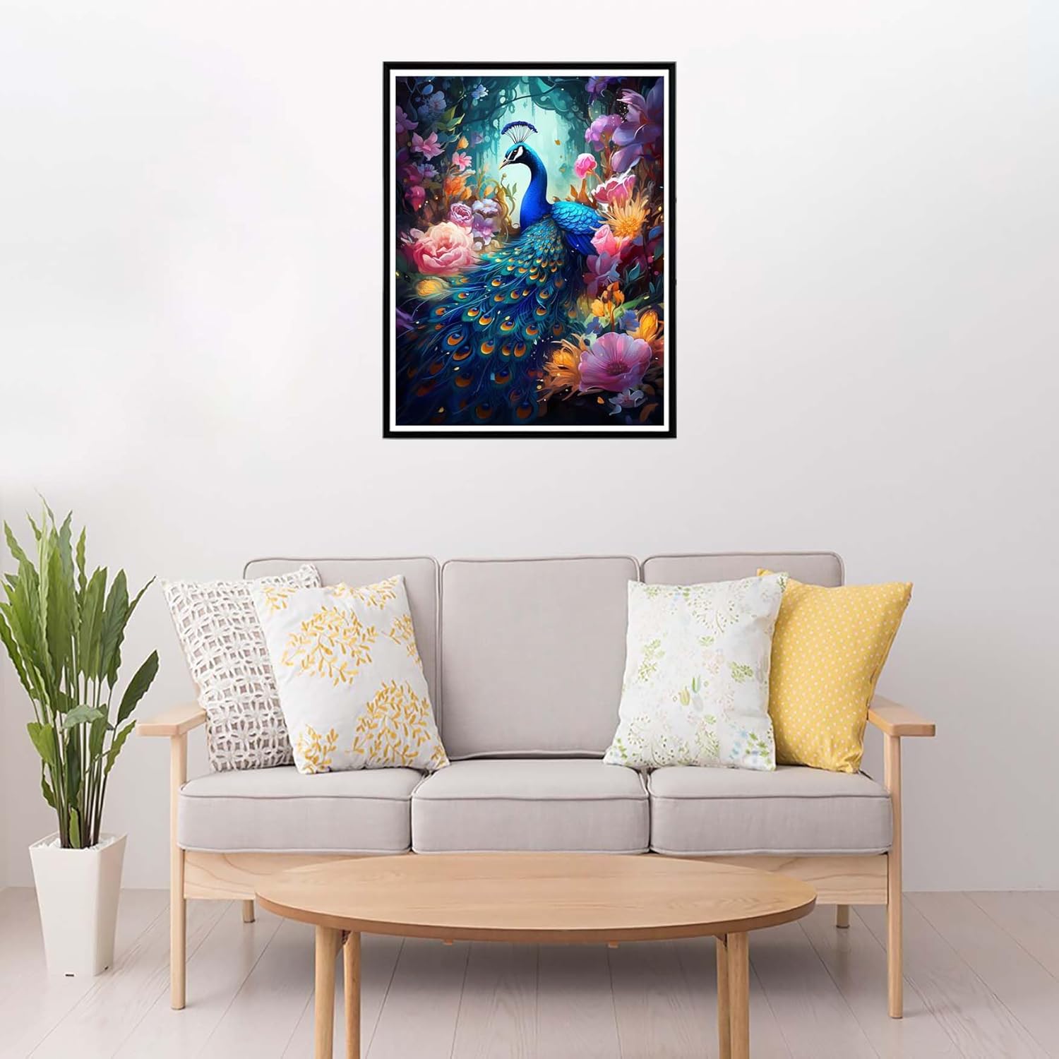 Cuneai – Kit de pintura de diamante 5D para bricolaje, pavo real, pintura redonda por números, manualidades de flores, bordado de cristal, punto de