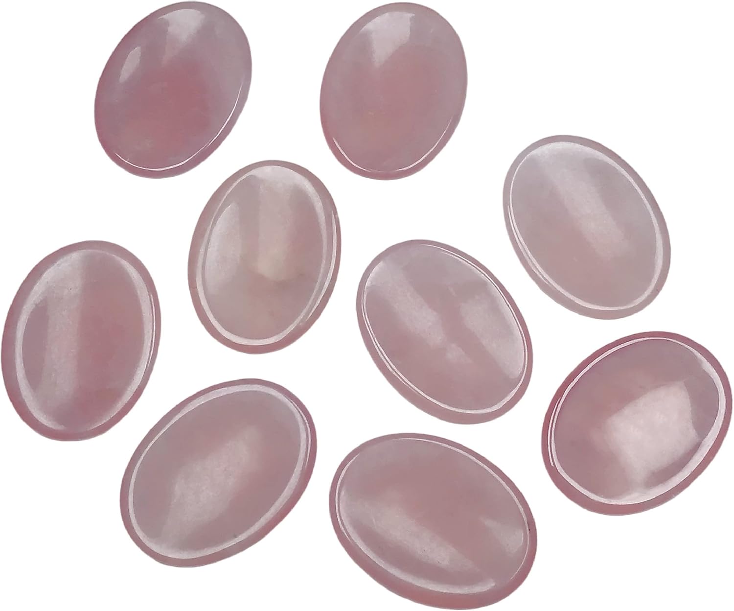 Juego de 4 piedras de cristal curativo natural para el pulgar para aliviar la ansiedad, piedras preciosas ovaladas de bolsillo, piedras preciosas a