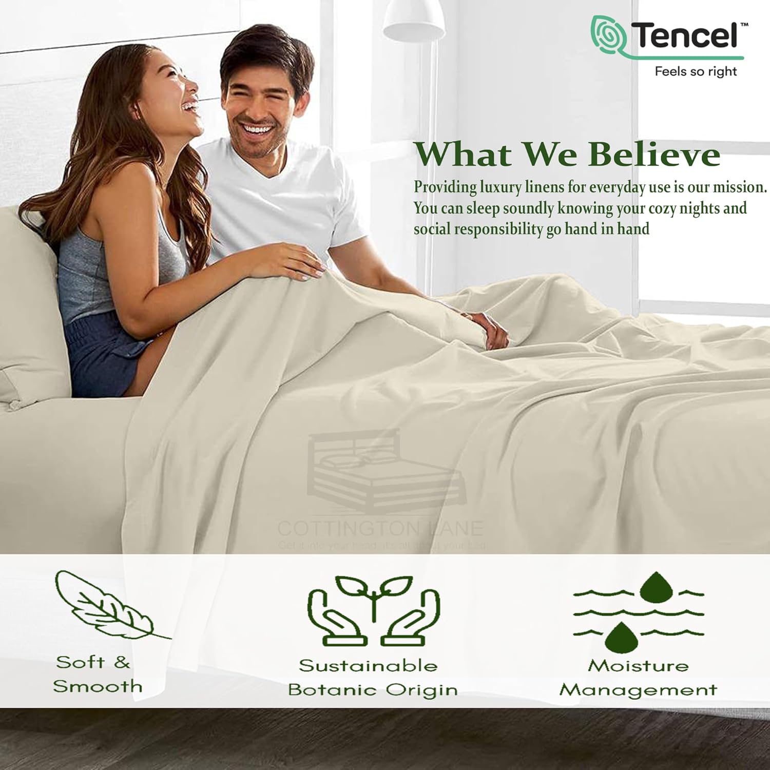 Sábanas Tencel de tamaño matrimonial, sábanas certificadas 100% Tencel Lyocell – Sábanas de eucalipto para todas las estaciones – Juego de sábanas