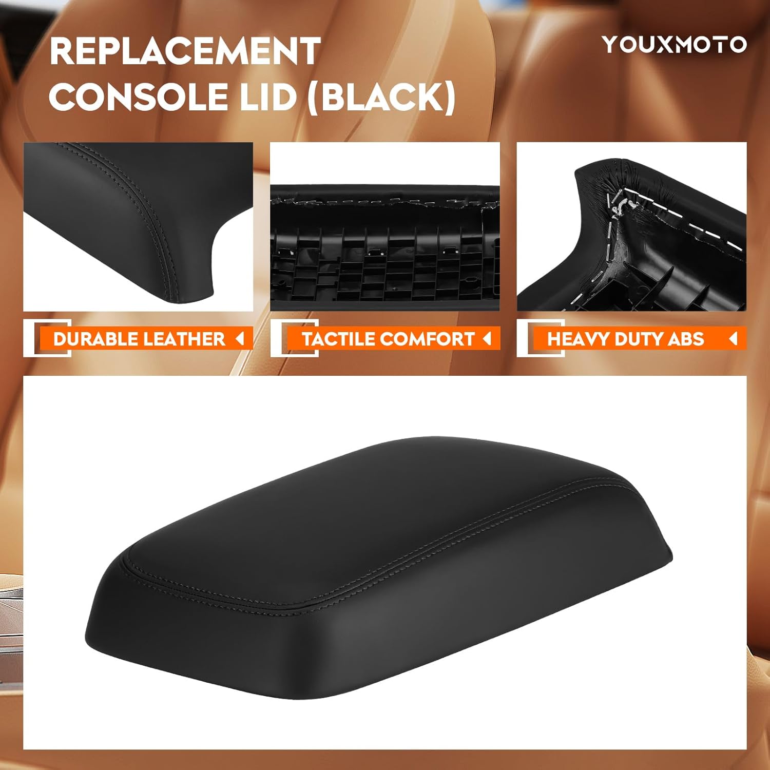 Youxmoto Tapa de consola central 11-18 para Dodge Chargerapta para Chrysler 300 2011 2012 2013 2014 2015 2016 2017 2018 funda negra de cuero