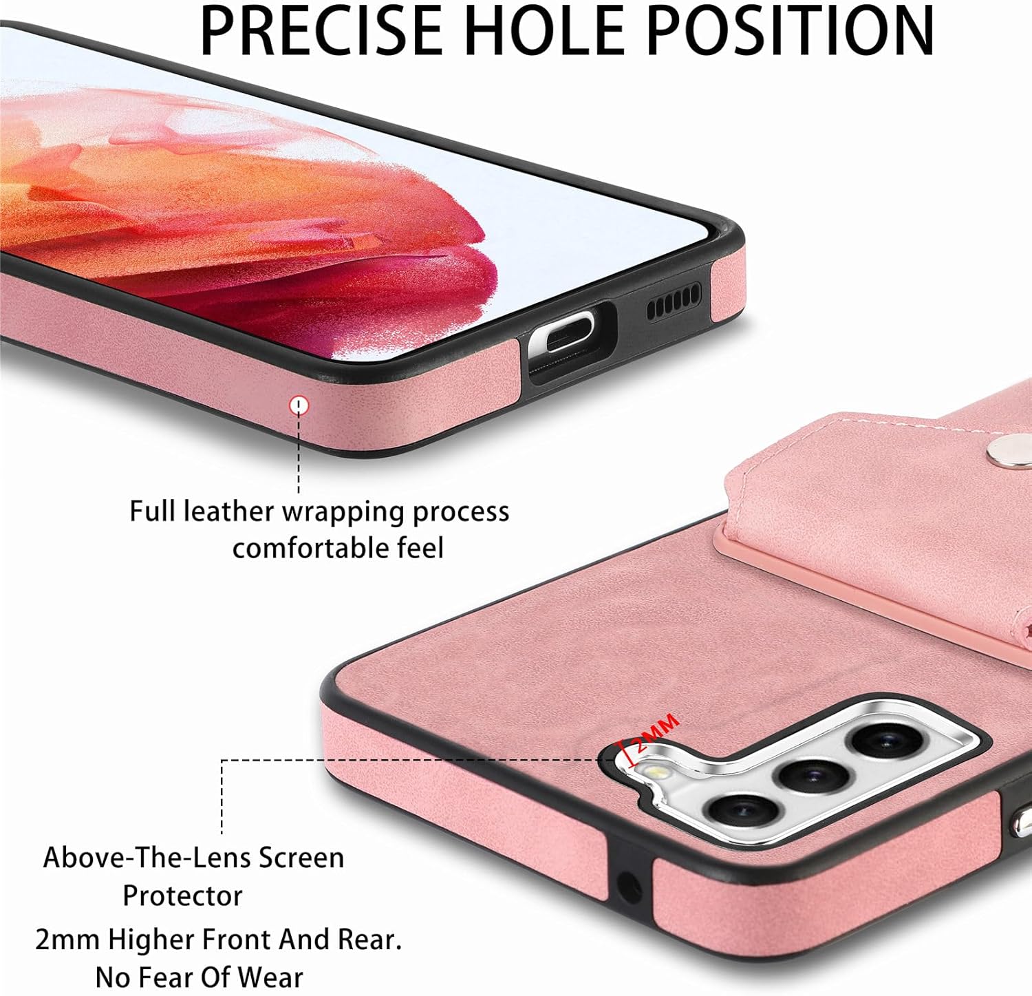Asuwish Funda tipo cartera compatible con Samsung Galaxy S21 FE 5G y protector de pantalla de vidrio templado, soporte para tarjetas, soporte