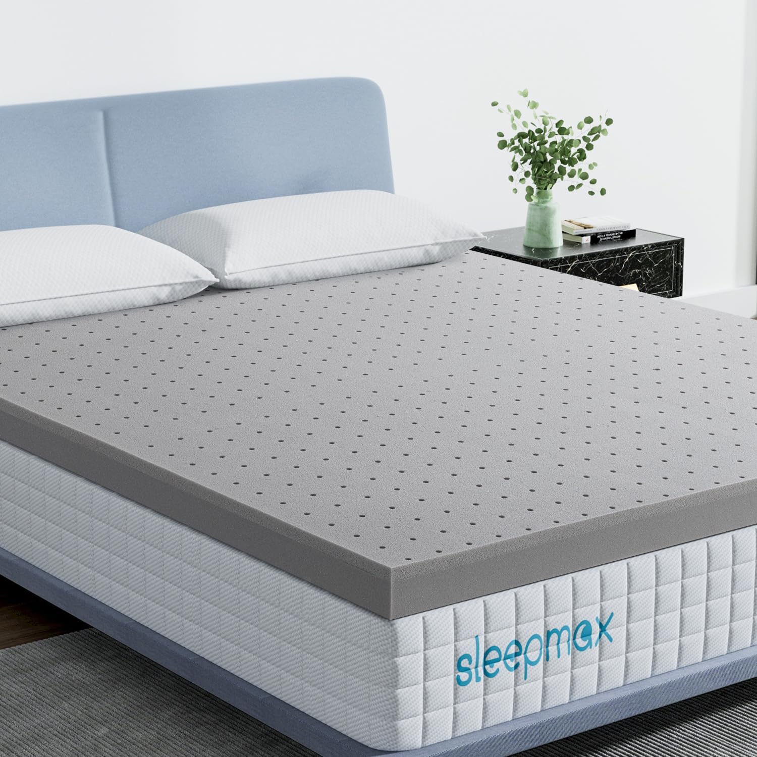 Sleepmax Cubrecolchón firme de 3 pulgadas, tamaño individual, cubrecolchón de espuma viscoelástica extra firme para aliviar el dolor, cubrecolchón