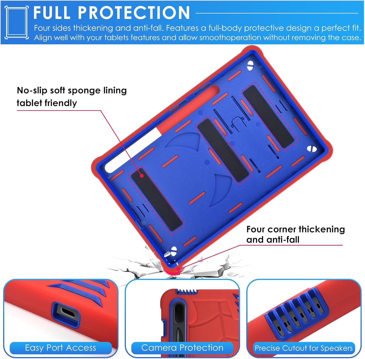 DETUOSI Funda para tablet Samsung Galaxy Tab S7 FE 5G, S8 Plus, S7 Plus de 12.4 pulgadas, funda protectora resistente para niños con soporte