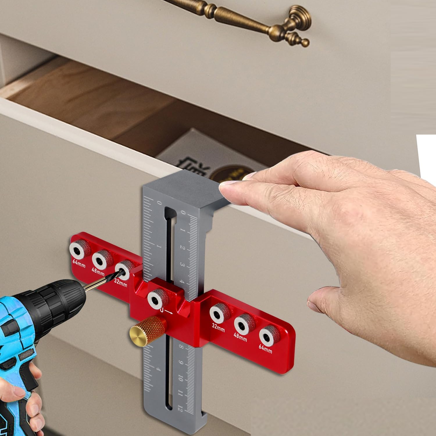 Plantilla de tacos de hardware de gabinete, herramienta de plantilla de hardware de gabinete de metal, localizador de punzón autocentrante con
