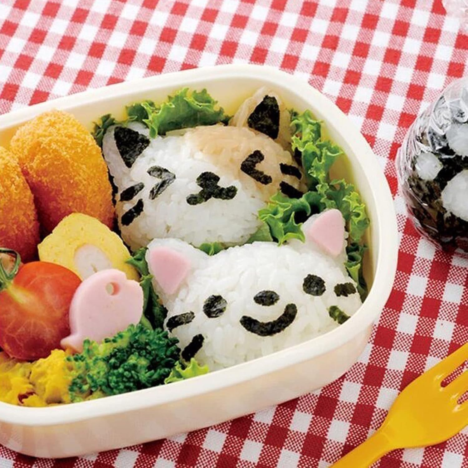 Molde de bola de arroz para gatos y gatitos, molde de sushi para animales, herramientas de cocina, molde de prensa de bolas de arroz con cortador