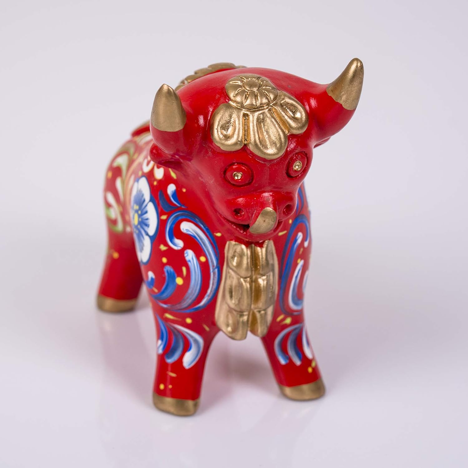 Peruvian Red Ceramic Pucara Bull 4.7″ Tall, Folk art ceramic, Bull of Pucara Figurine, Peruvian Sculpture Bull, pottery sculpture from Peru