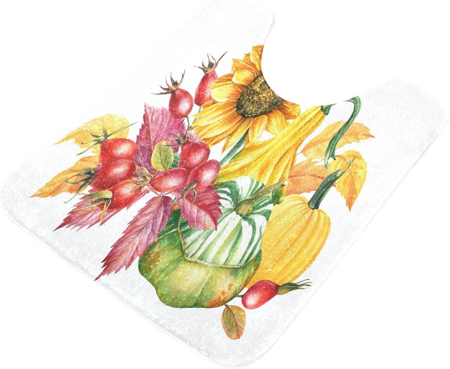 Bathroom Rugs Sets 2 Piece 24×16+24×20 Inch,Soft U-Shaped Contour Toilet Rug Pumpkin Sunflowers Non-Slip Absorbent Bath Floor Mat Carpet Set Water