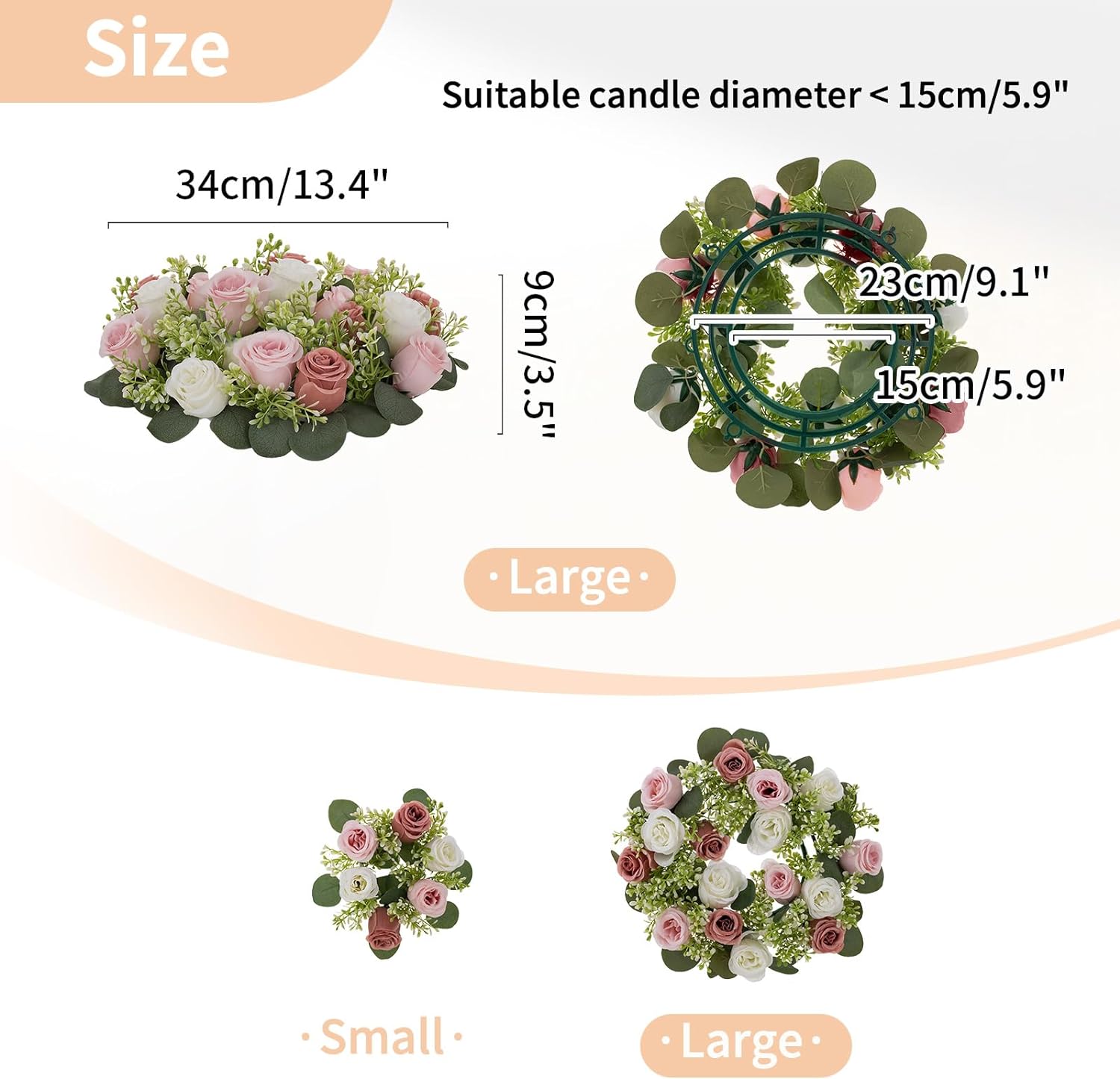 Centros de mesa de flores NUPTIO para mesa de boda 10 piezas de 14 pulgadas de diámetro, coronas grandes de flores artificiales rosa polvoriento y