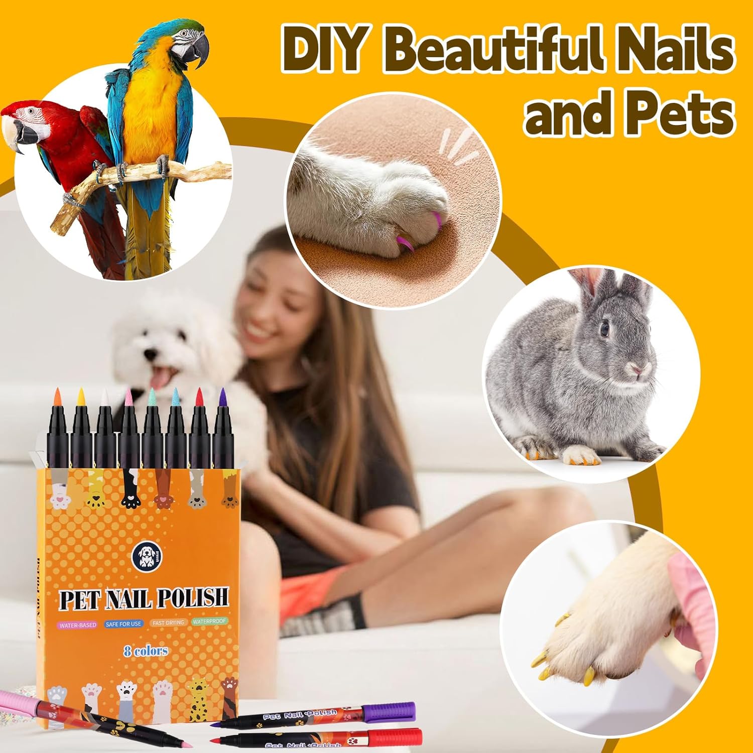 Esmalte de uñas para perro, juego de 8 colores para esmalte de uñas para mascotas, esmalte de uñas de secado rápido, esmalte de uñas para cachorros,