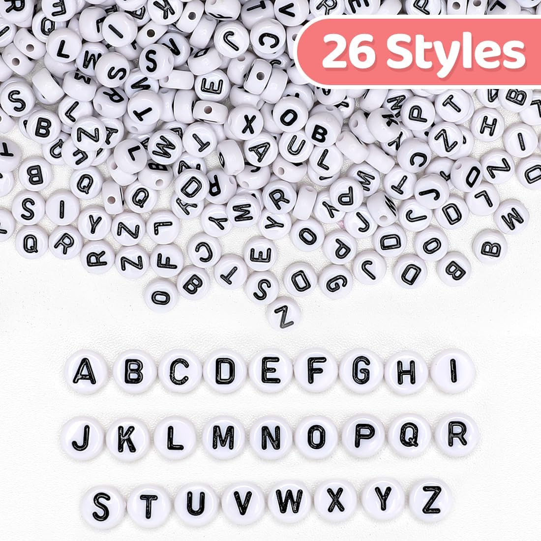 500 cuentas de letras A, cuentas de letras para hacer pulseras, cuentas del alfabeto, cuentas Kandi, cuentas de letras vocales redondas para hacer