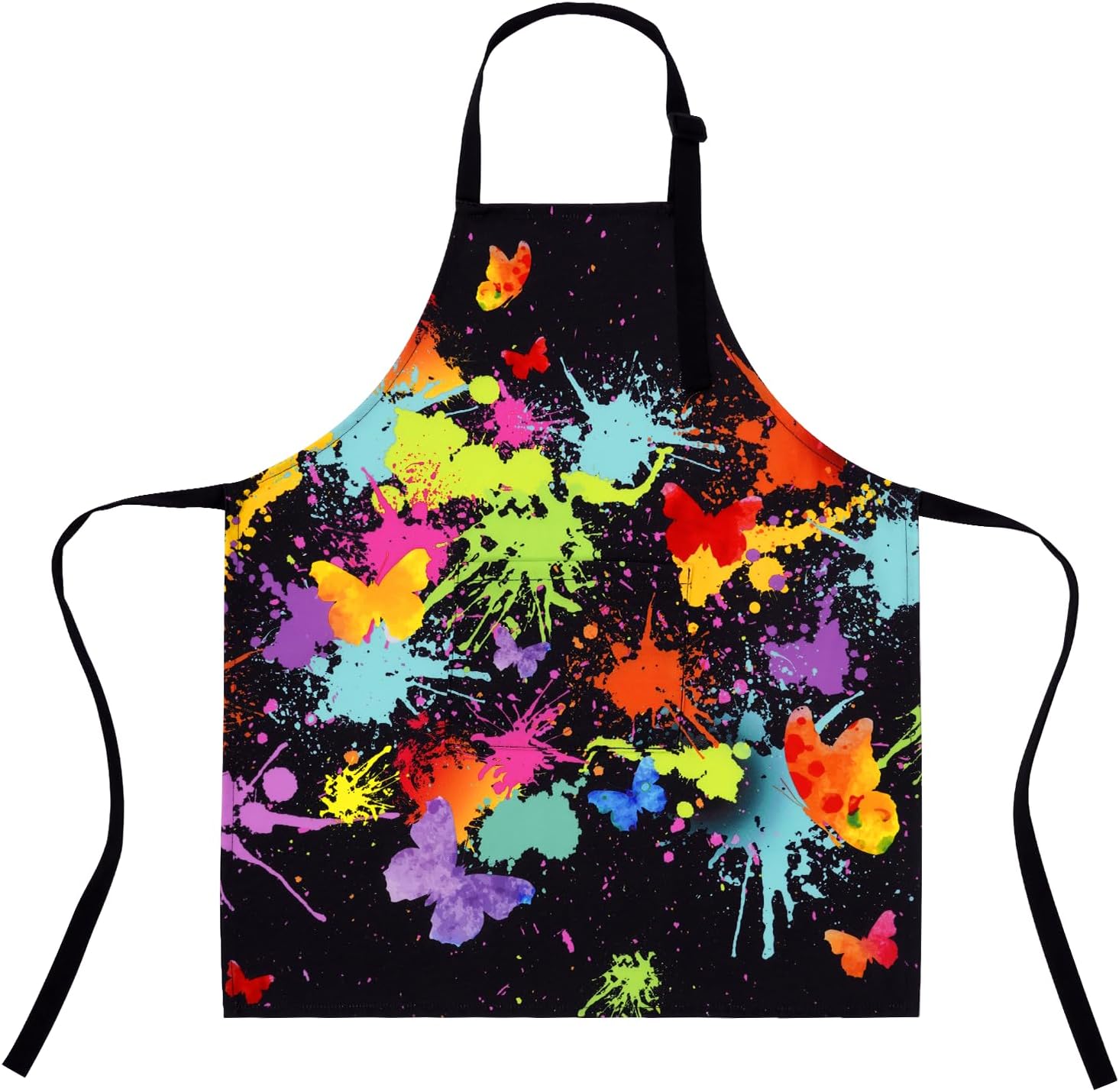 ASPMIZ Delantal de artista para niños pequeños, delantal de cocina impermeable con bolsillos, delantal colorido con tirantes ajustables, delantal