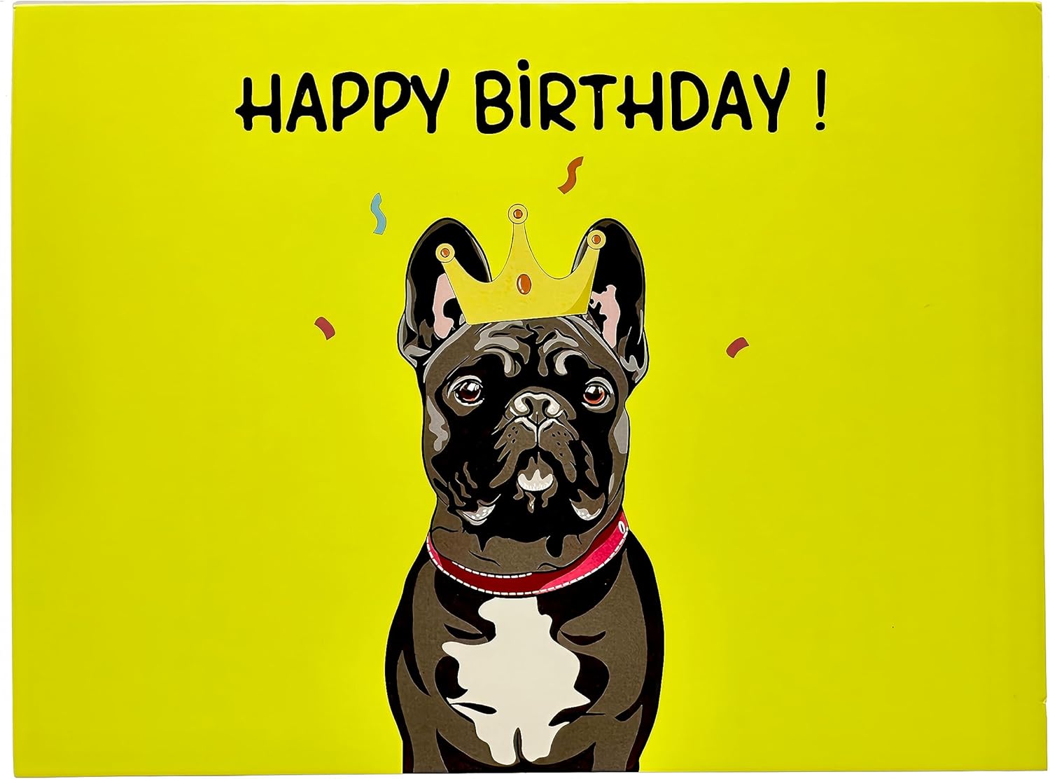 Tarjeta de felicitación de cumpleaños de Bulldog Francés, tarjeta divertida de papel de color 3D, cumpleaños de mamá y papá, marido, esposa, amigos