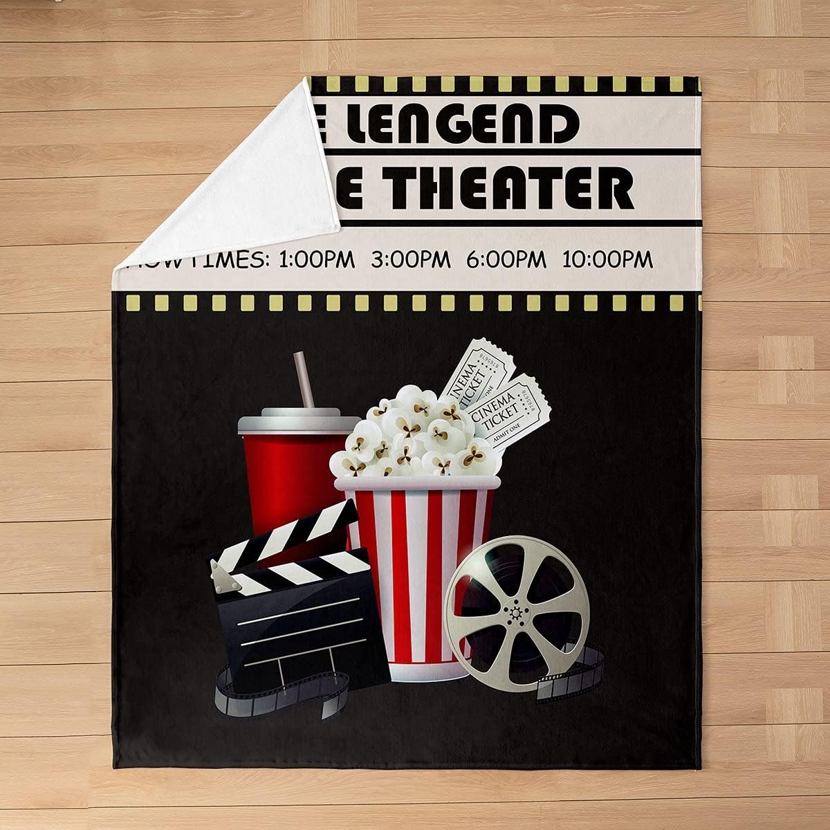 Feelyou Manta de cama vintage con entradas de cine para todas las estaciones, manta de felpa con temática de cine, manta de franela de forro polar