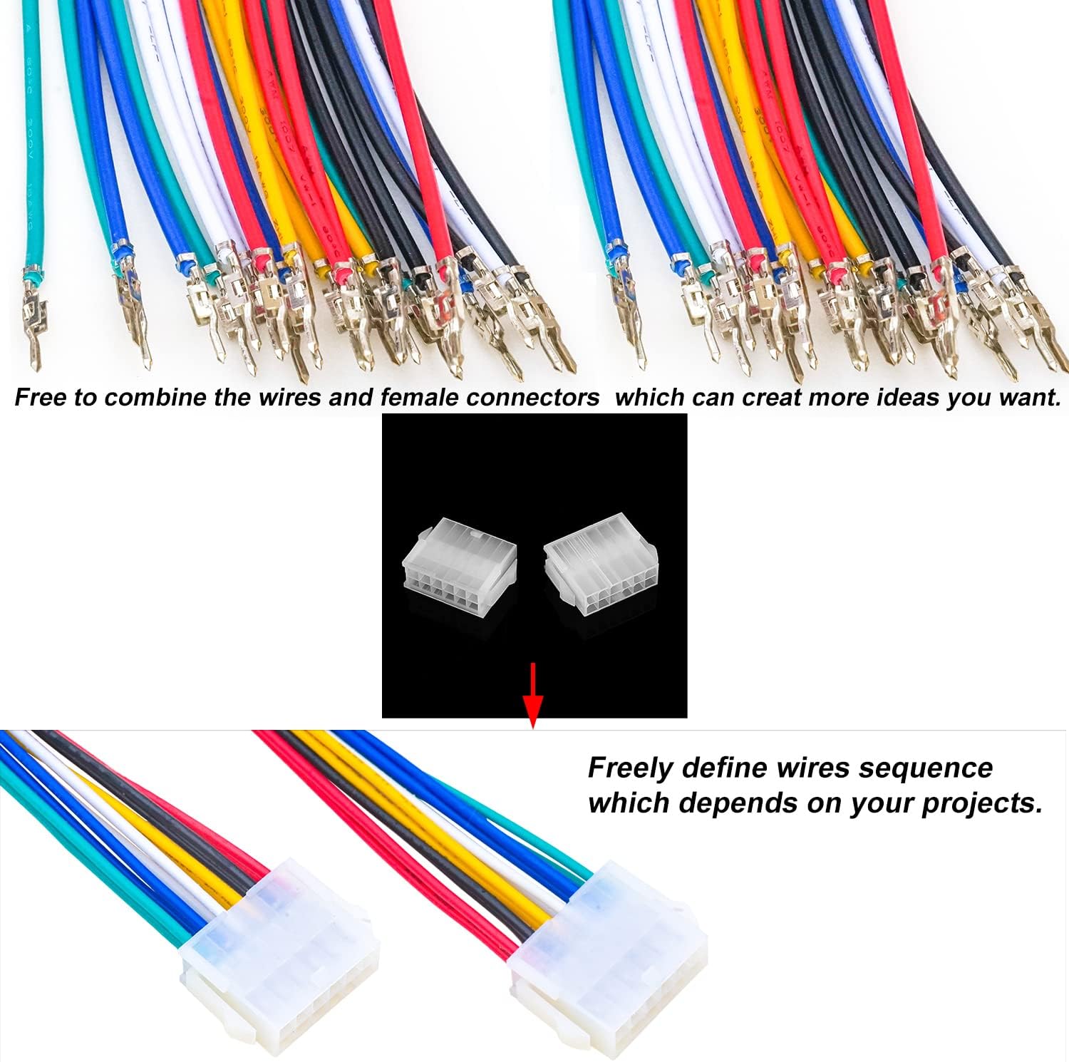Molex 5557 – Kit de conectores de extensión macho y hembra de 0.165 in con cables preprensados de alta calidad de 20 AWG, conector adaptador de