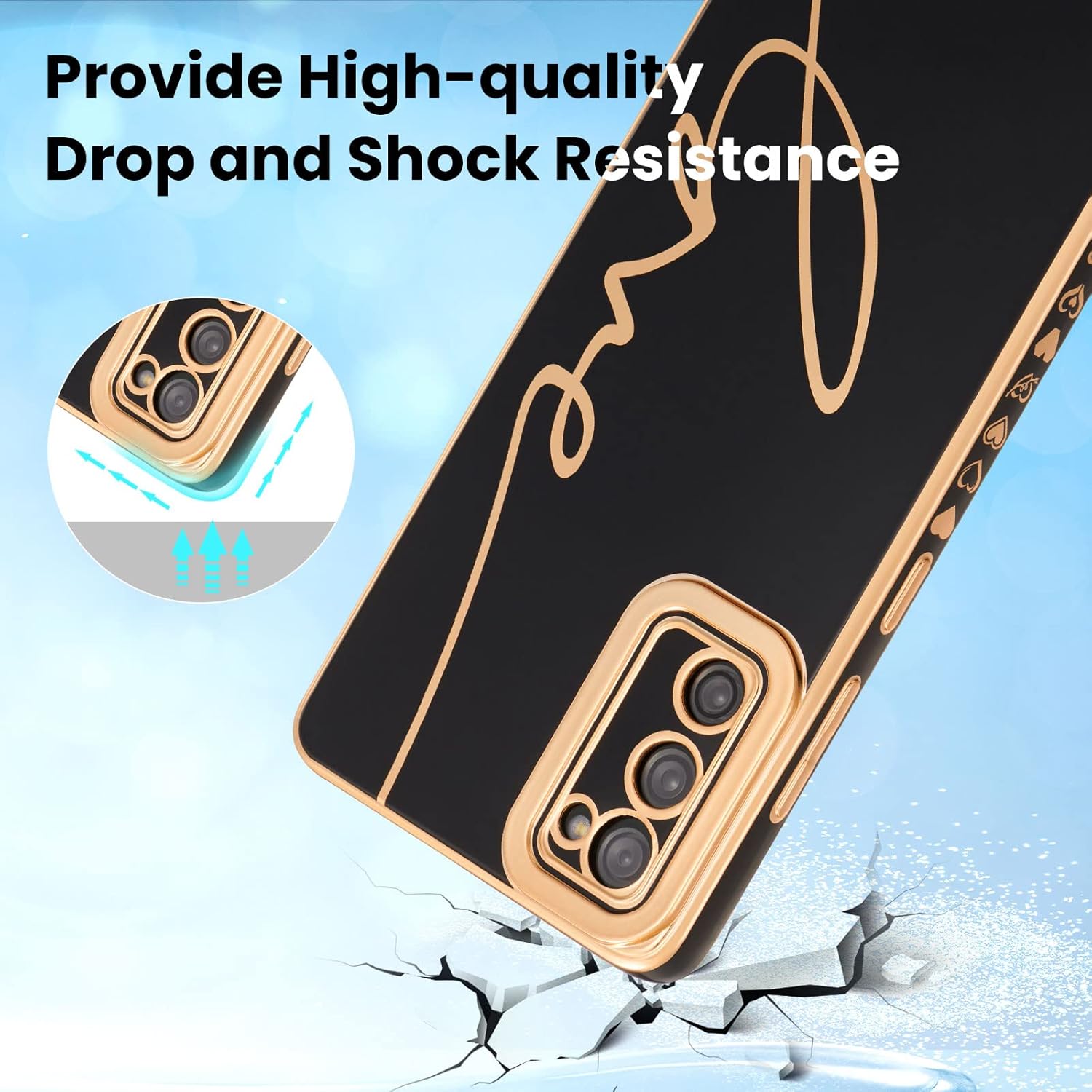 RALEAVO Funda para Samsung Galaxy S20 FE 5G, funda de lujo chapada en forma de corazón, funda delgada y suave de TPU a prueba de golpes, con