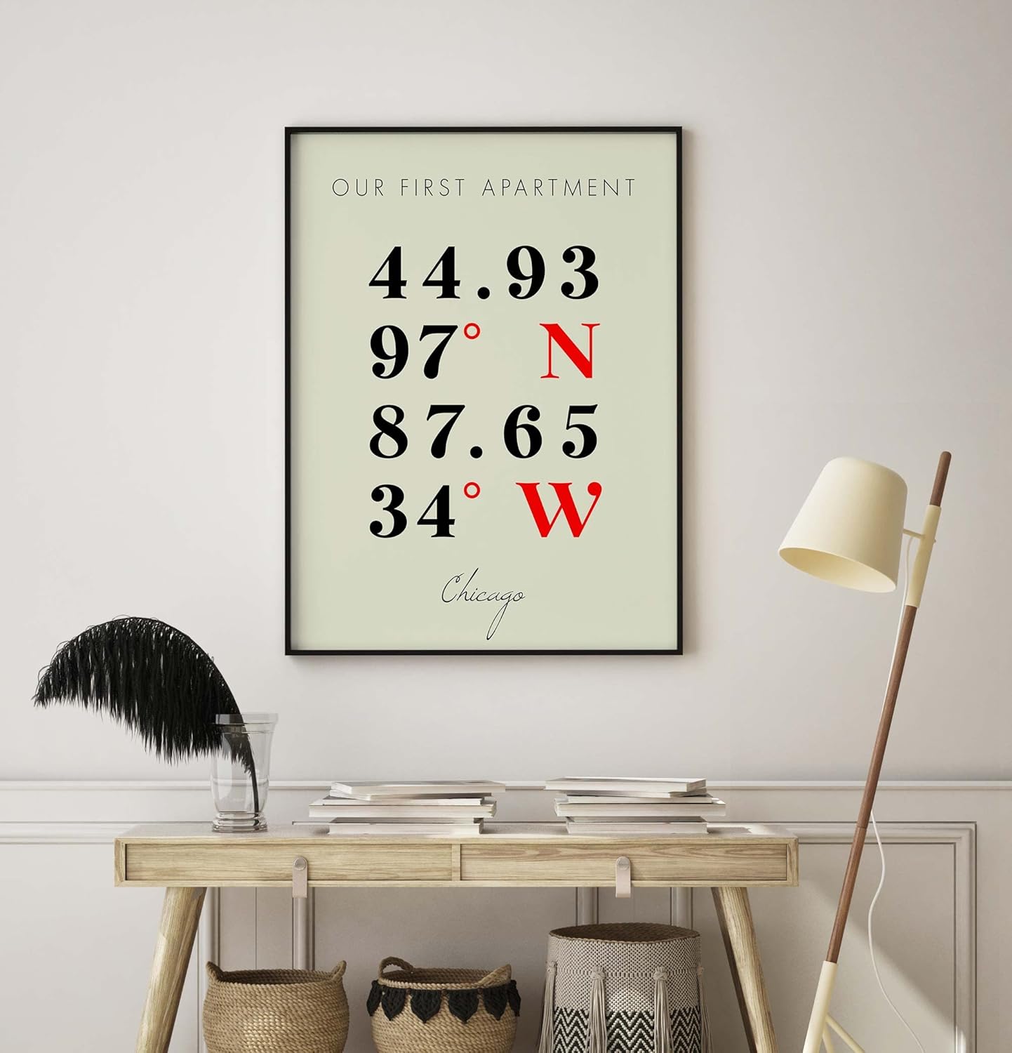 Map of Our First Apartment, Chicago, Multiline Coordinates Colored (36×48)