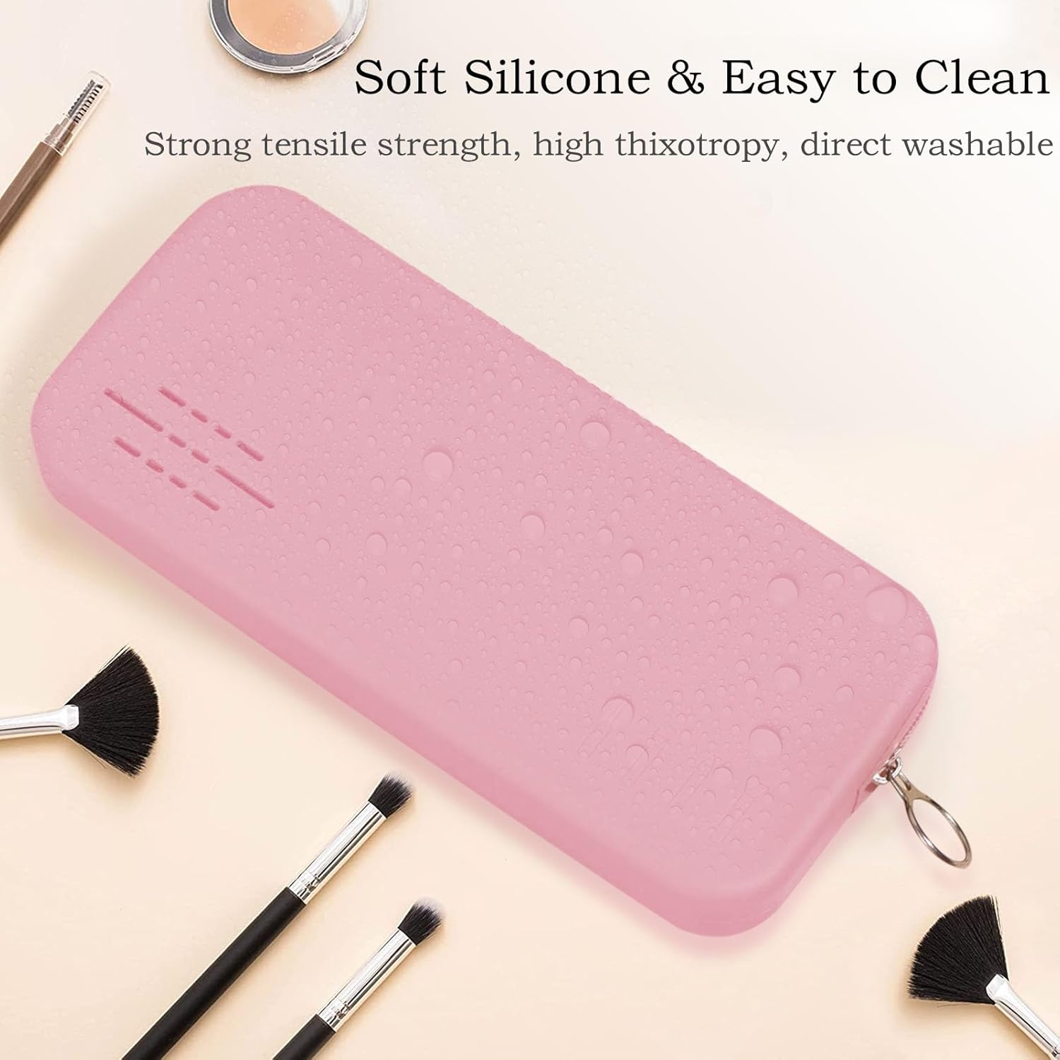 Soporte para brochas de maquillaje de viaje, soporte de silicona moderno y portátil, organizador de herramientas de maquillaje suave y elegante para