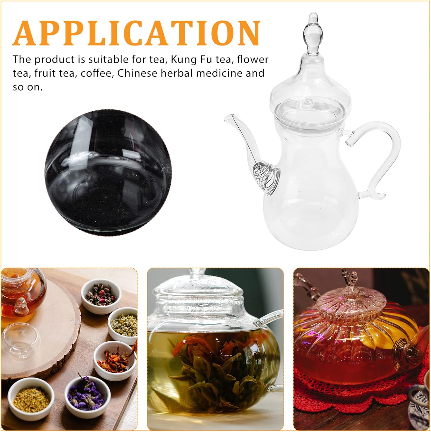 1 tetera de vidrio, tetera de té, infusor de té, hervidor de agua decorativo transparente, dispensador de café, botella para servir leche, tetera de