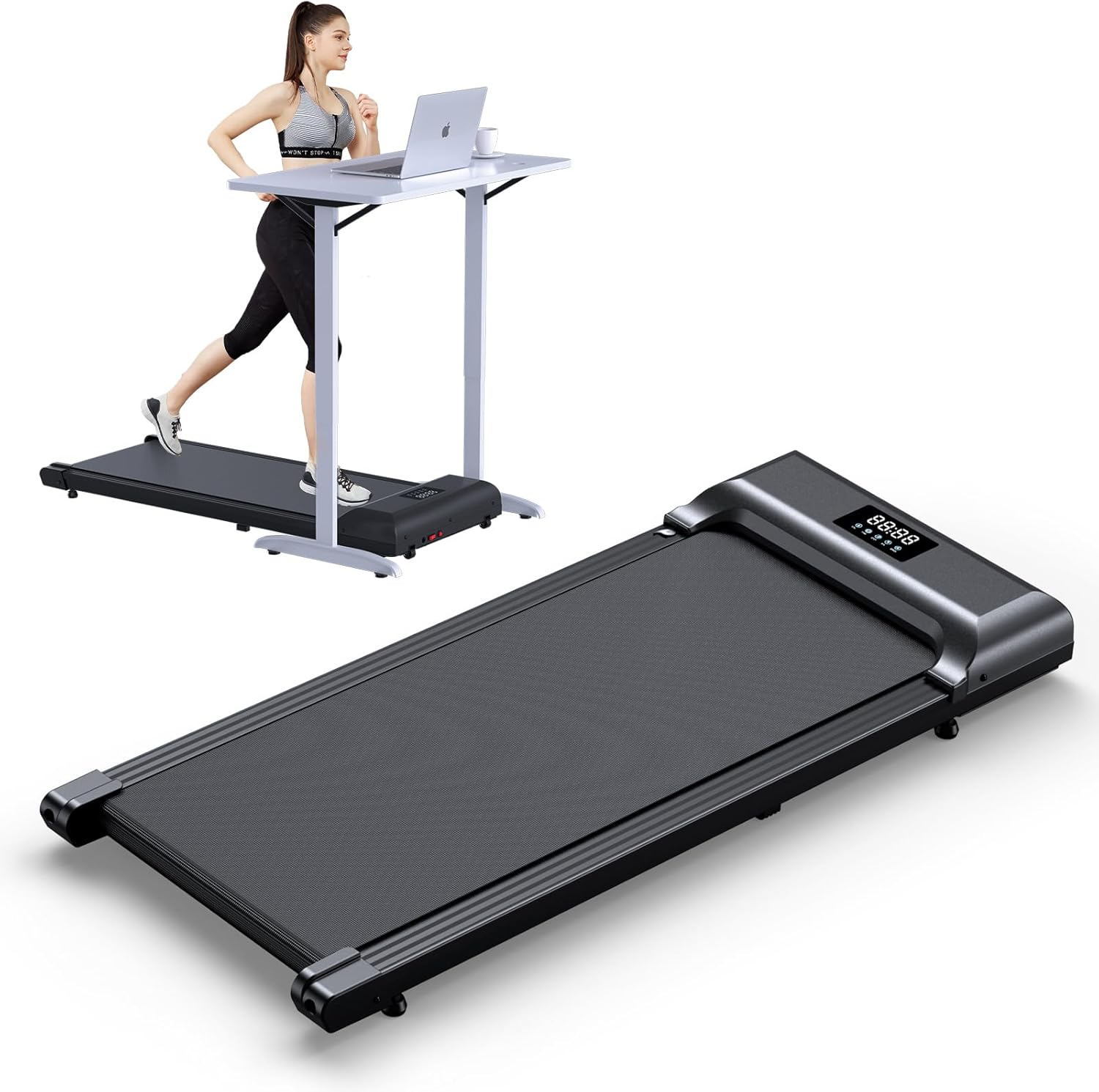 Walking PadUnder Desk Treadmill 2 in 1 TreadmillsPortable Walking Treadmill 2.5HP, 320lbs Max Weight Remote Control LED Display,Installation-Free