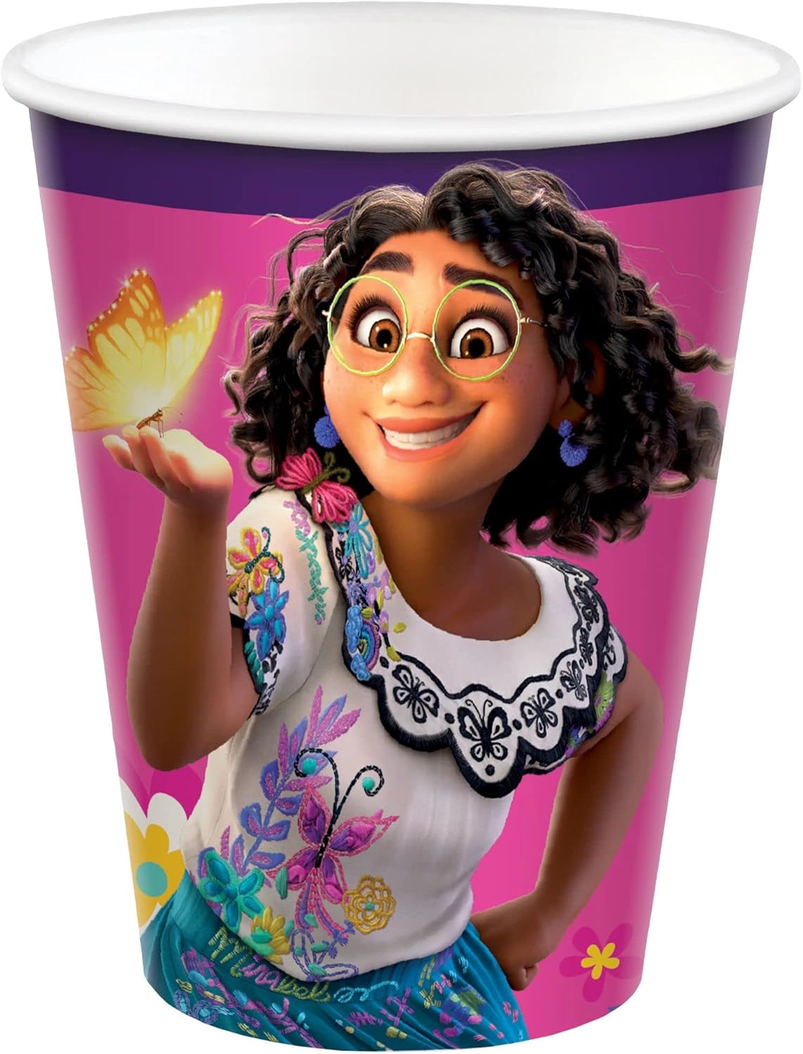 amscan Encanto – Vasos de papel para fiesta, 9 onzas, color rosa, paquete de 8