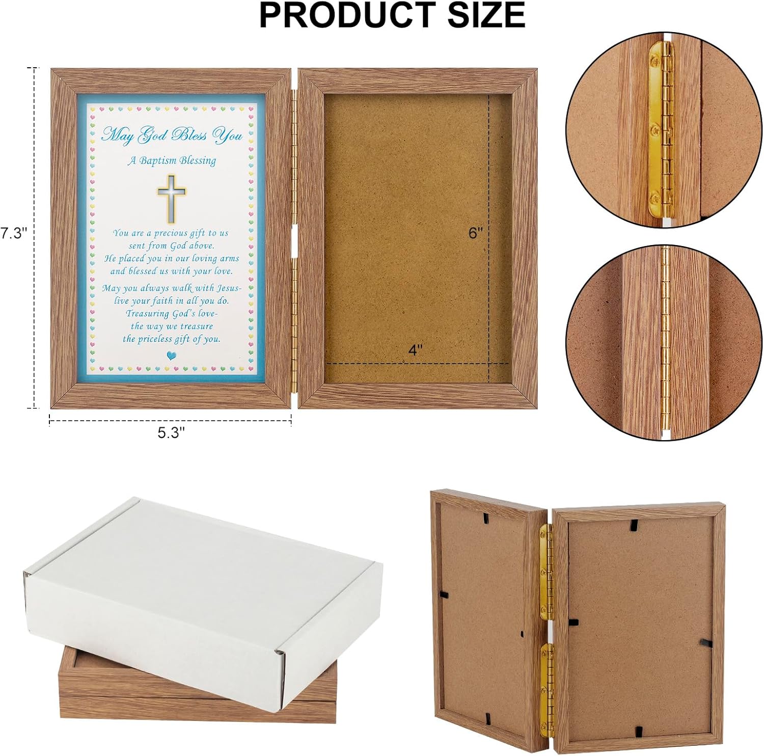 Marco de fotos de bautismo para bebés, marco de fotos de bautismo para niños, marco de recuerdo de bautizo, regalos de bautismo de bebé, capacidad