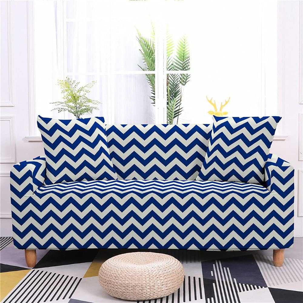 Funda de sofá simple con rayas onduladas, fundas para sofá biplaza con costuras todo incluido, protector de muebles, cojín elástico, fundas de sofá