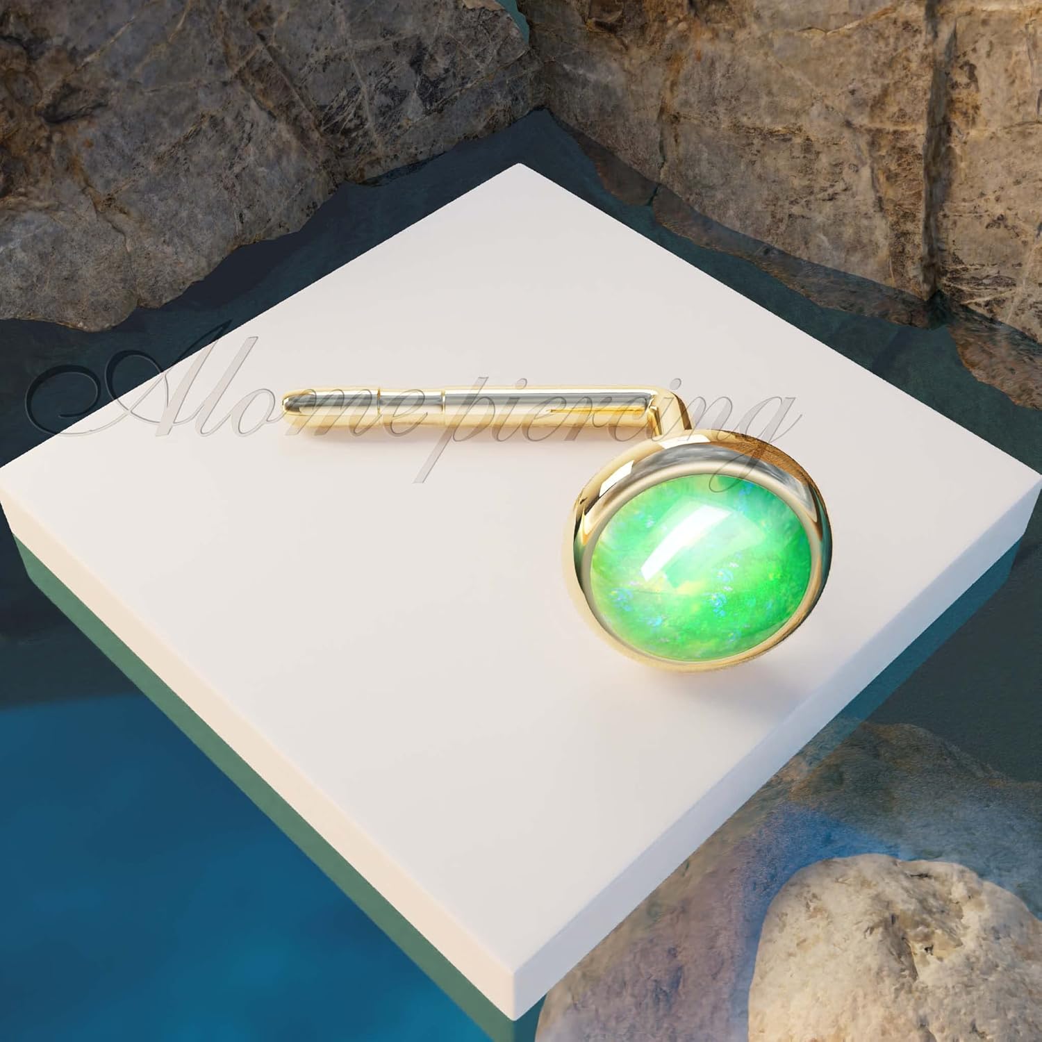 Opal Tragus Stud Earring, Tragus Earring in 14k Gold filled ,3 mm green Opal Tragus studs Piercing