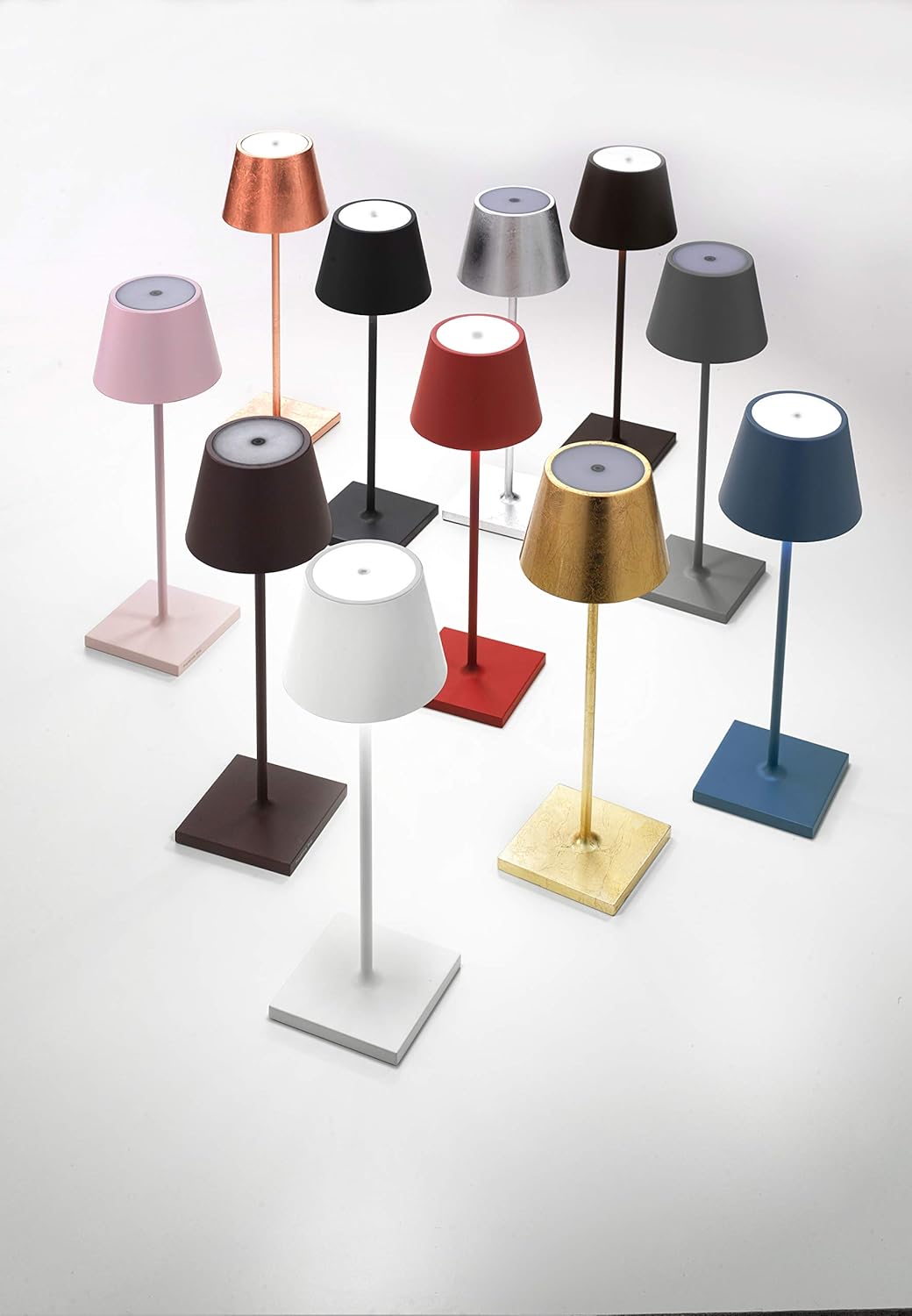 Zafferano Poldina Pro – Lámpara de mesa (rojo rubí) de encendidoapagado, regulable táctil, inalámbrica, interiorexterior, LED, base de carga de