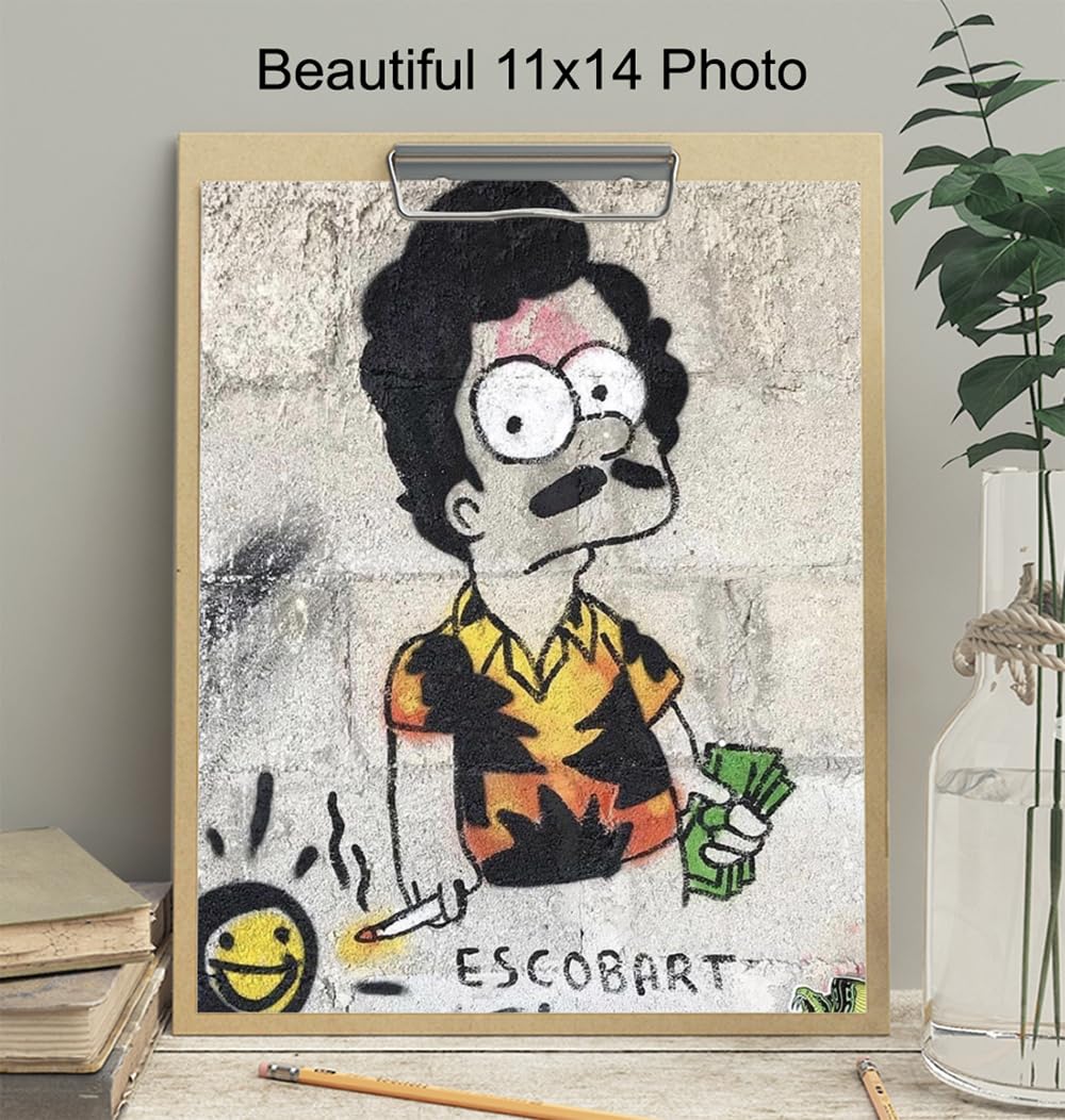 Gangster Graffiti Wall Art LARGE 11×14 – Pablo Escobar Poster – Man cave Decor – Men Teens Boys Bedroom, Dorm Room Decor – Funny Gifts – Trendy Room