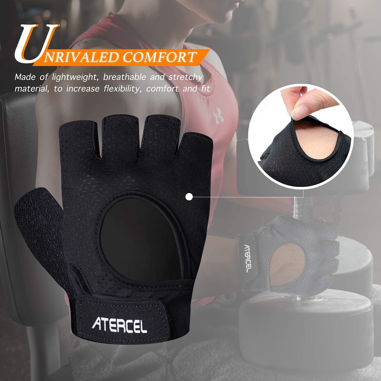 ATERCEL Guantes de levantamiento de pesas, protección completa de la palma de la mano, guantes de entrenamiento para gimnasio, ciclismo, ejercicio,
