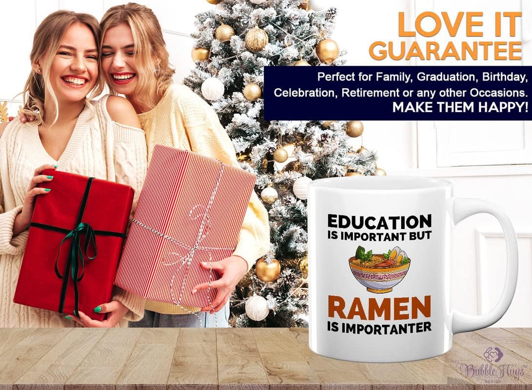 Ramen Lover – Taza de café de 11 onzas, color blanco, la educación es importante pero el ramen es importante, amantes de los alimentos, pollo,