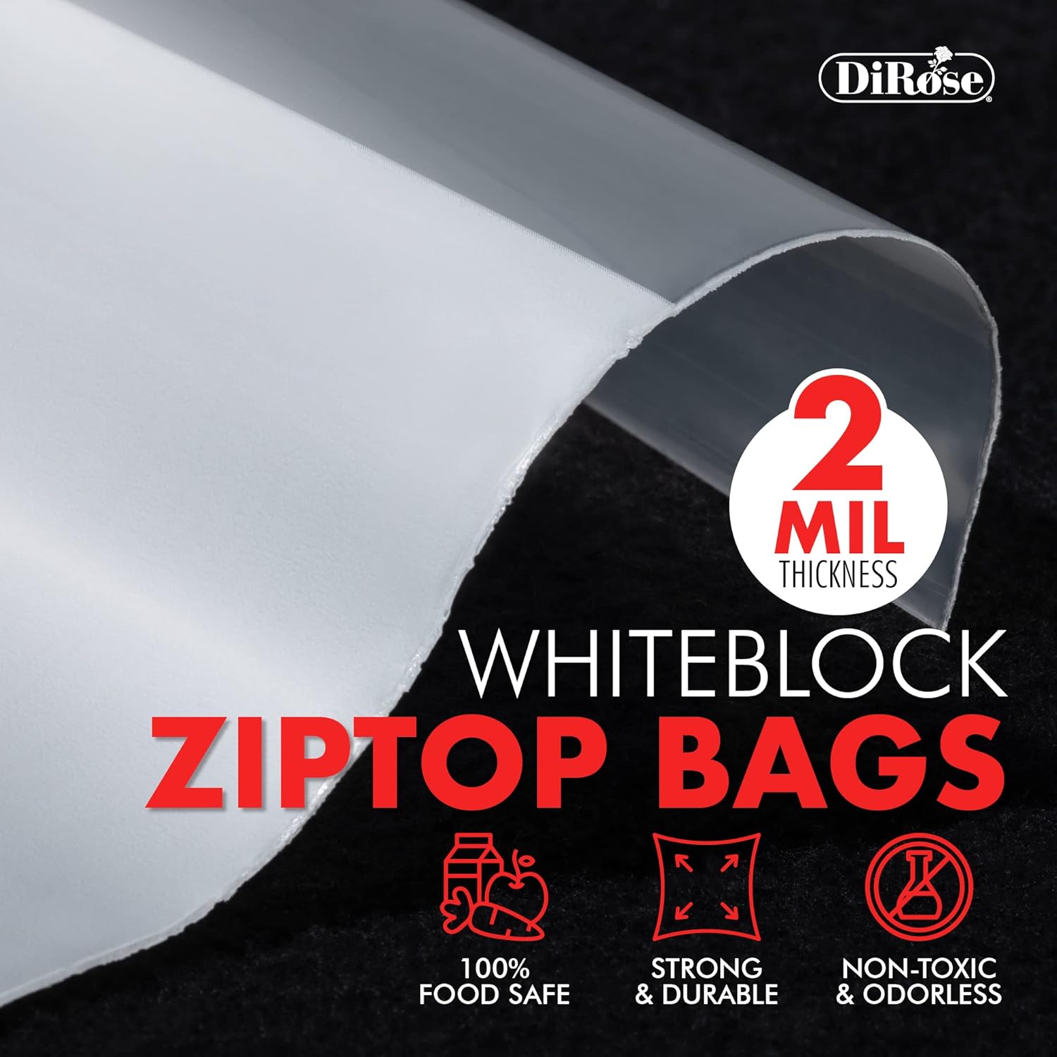 Dirose Bolsas de polietileno con cierre de cremallera, 2 x 3 pulgadas (100 unidades), 2 mil, bolsas de plástico resellables con cremallera, bolsas