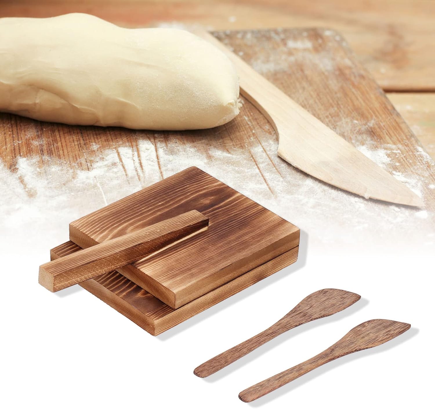 Prensa de tortilla, prensa de tortilla de madera, prensa mexicana de tortilla, hecha de madera natural de grado alimenticio, papel pergamino grande
