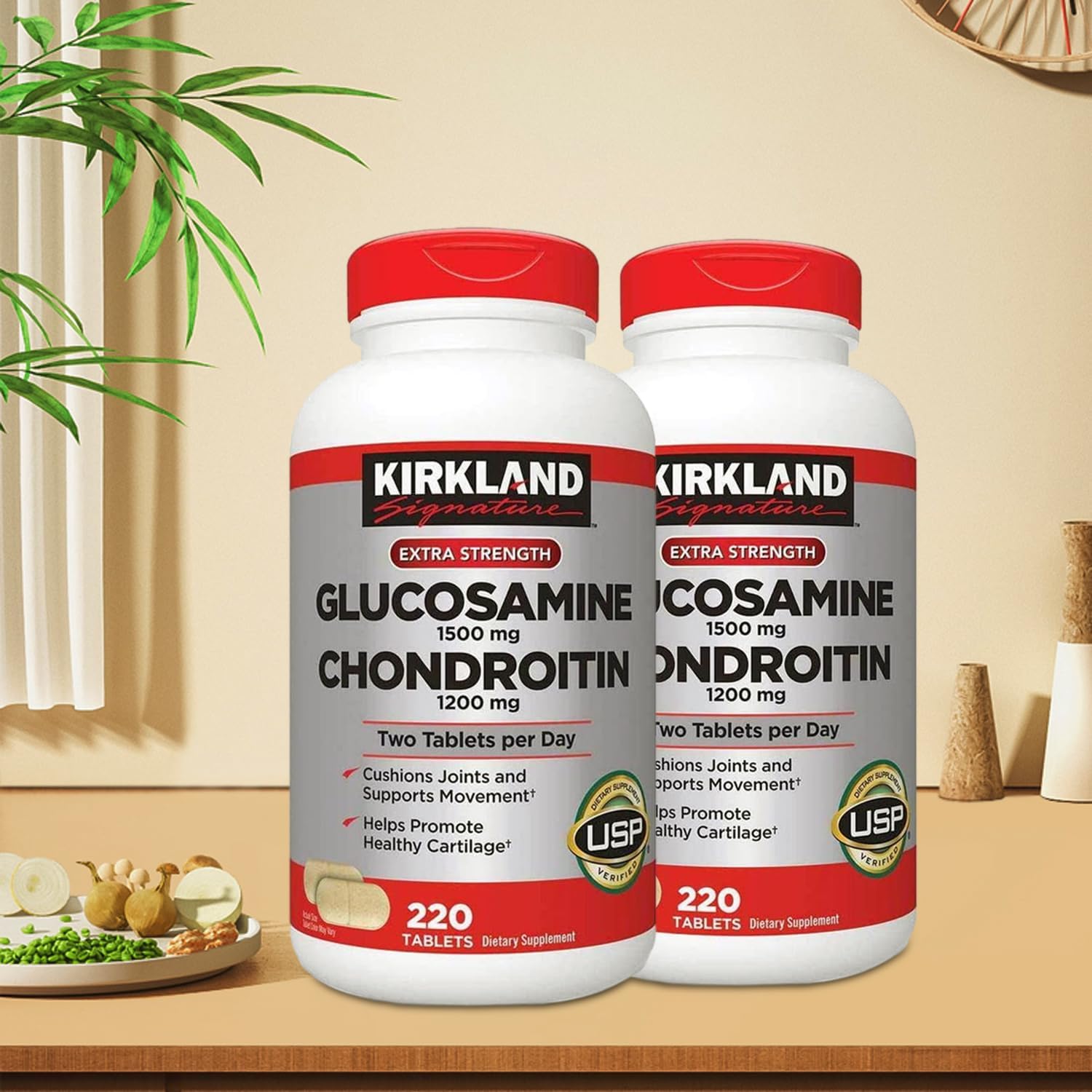 Kirkland -Signature – Glucosamina extra fuerte 1500 mgcondroitina 1200 mg, 220 unidades, soporta amortiguación articular, nutre el tejido articular