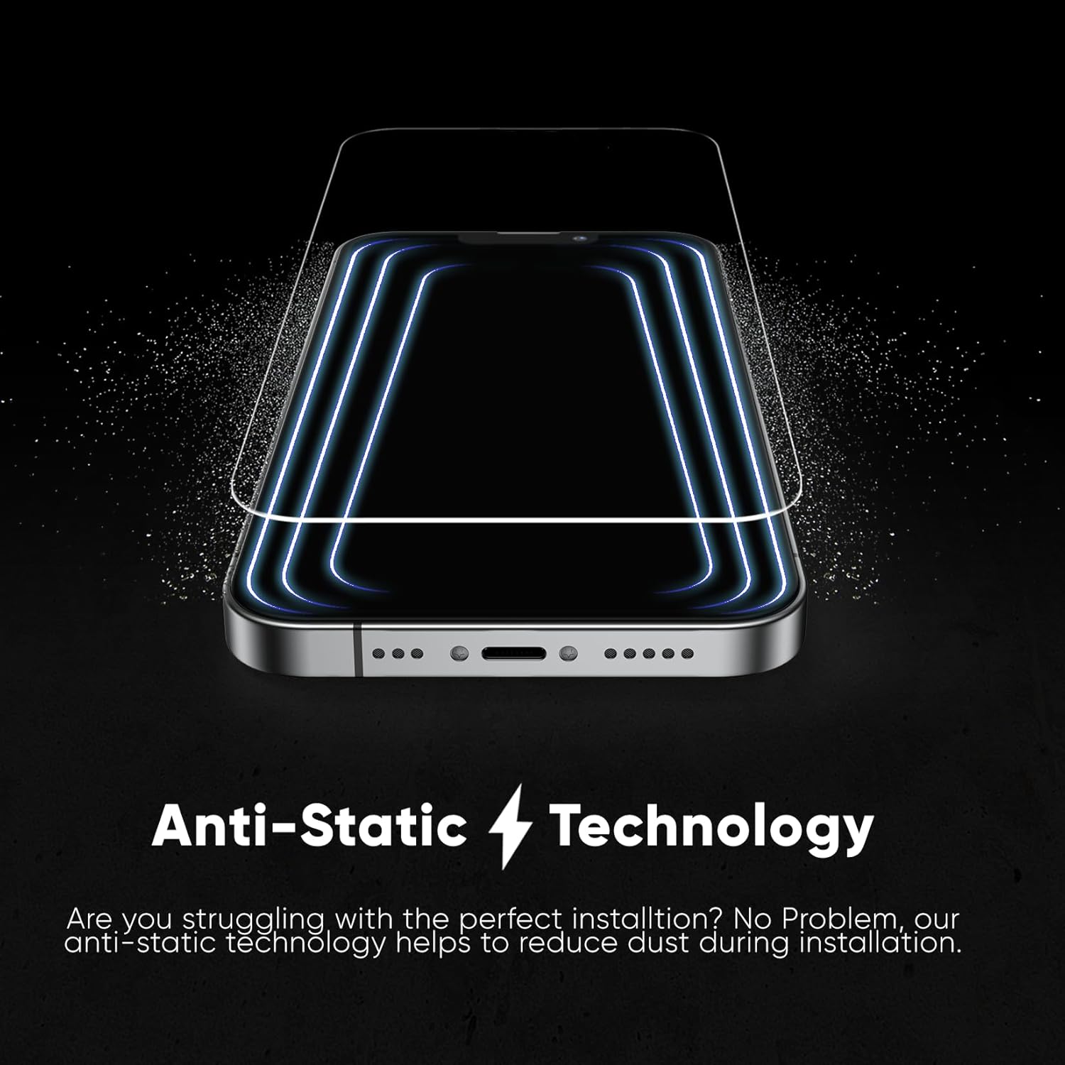 FLOLAB NanoArmour ONETIME – Funda compatible con protector de pantalla para iPhone 15 Pro, vidrio templado ultra transparente de grado militar,