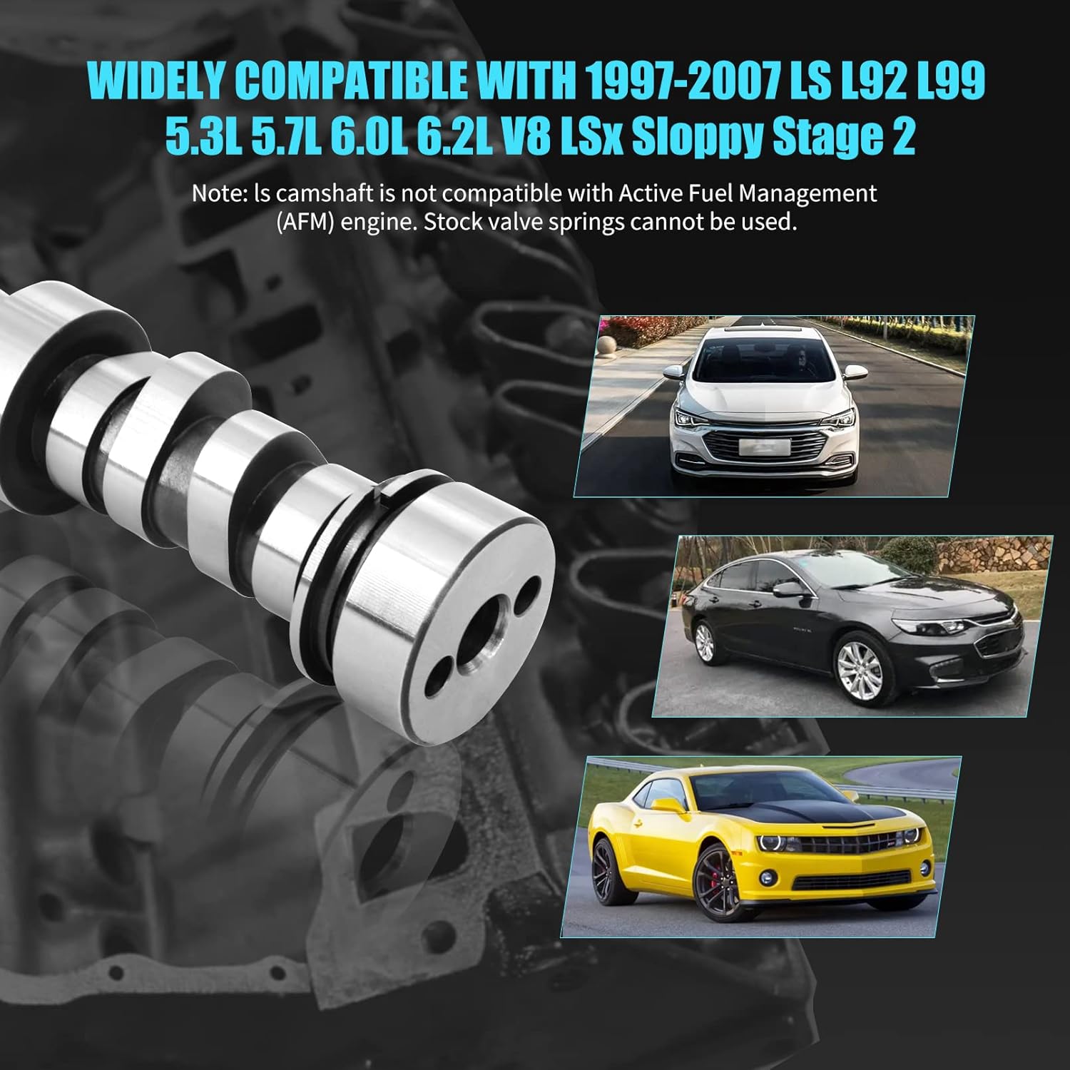 E-1840-P Árbol de levas de motor de 0.585 pulgadas.585 pulgadas Etapa 2, leva de elevación de rodillos hidráulicos compatible con 1997-2007 G.M LS