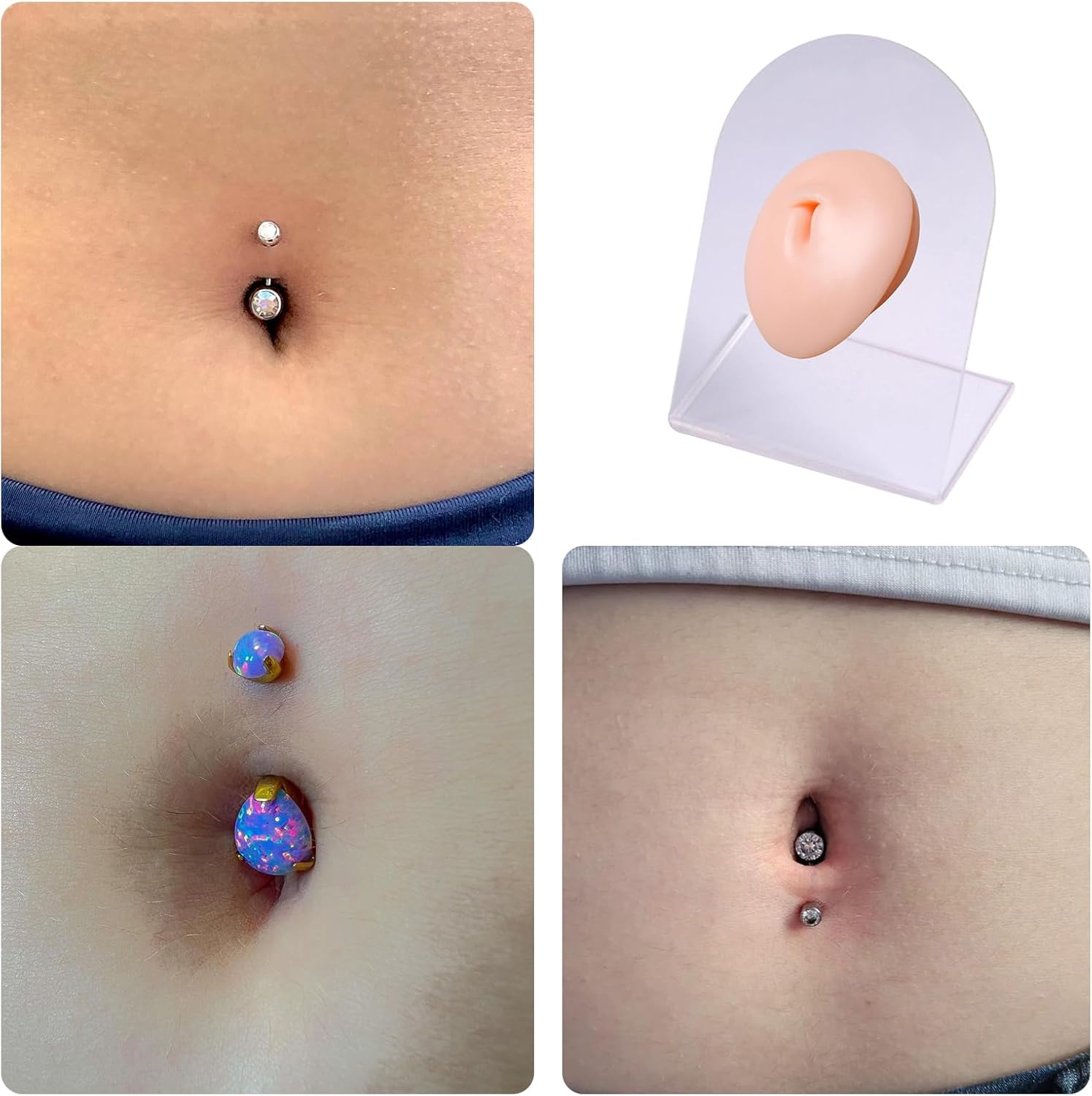 Piercing de silicona para practicar piezas corporales, 7 piezas para orejas, nariz, lengua, boca, ombligo, juego de modelos para práctica de