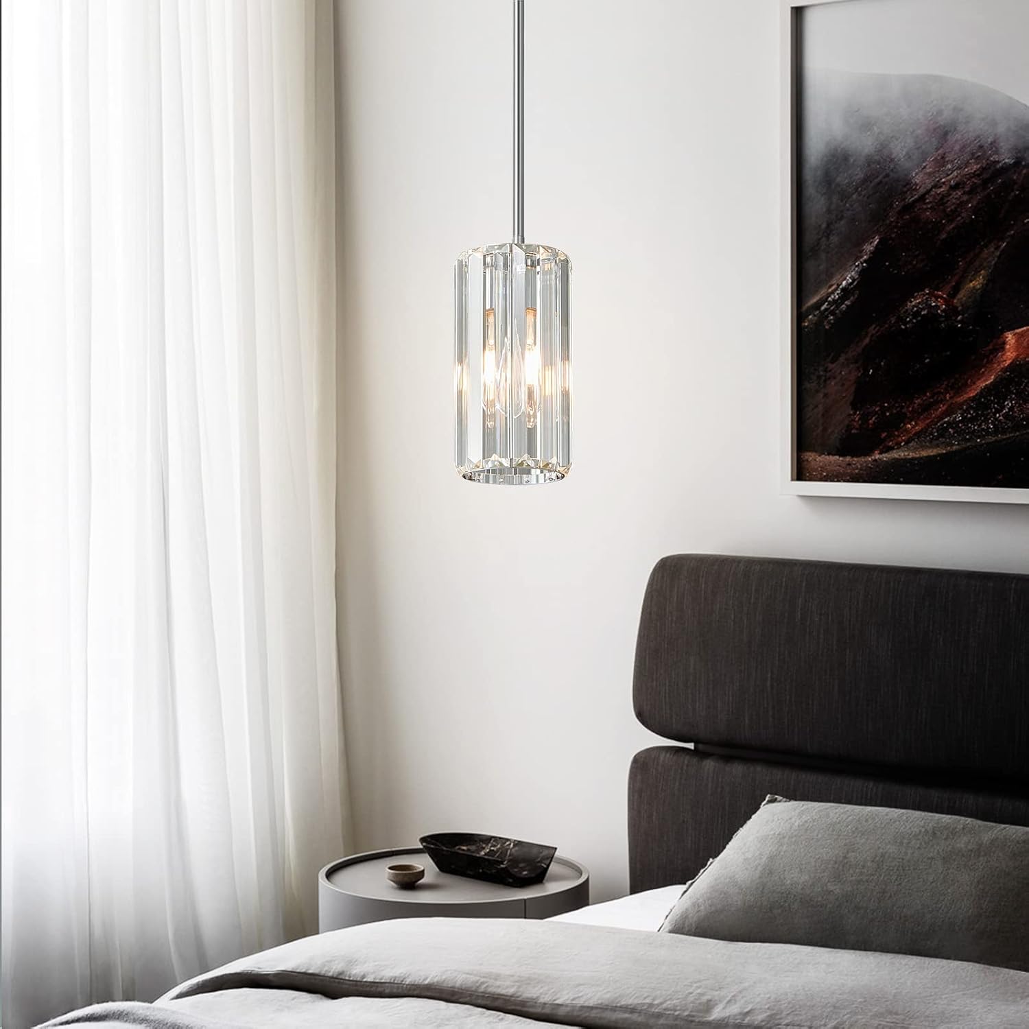 Iluminación colgante cromada, lámpara colgante moderna, mini candelabros de cristal, lámpara colgante ajustable para cocina, isla, comedor, pasillo,