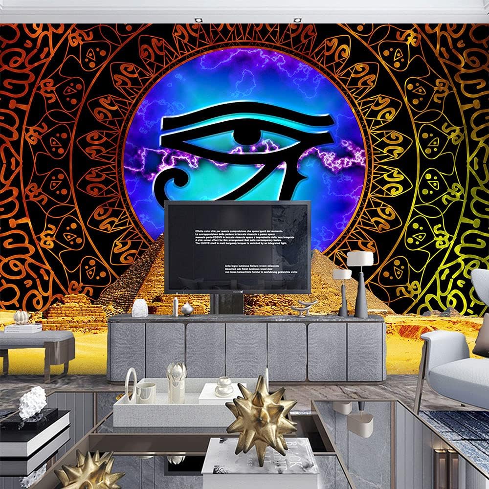 Aidatain Tapiz de pirámide egipcia, bohemio, mandala de ojos misteriosos, tapiz de pared, 60 x 40 pulgadas, tapiz artístico grande de franela para