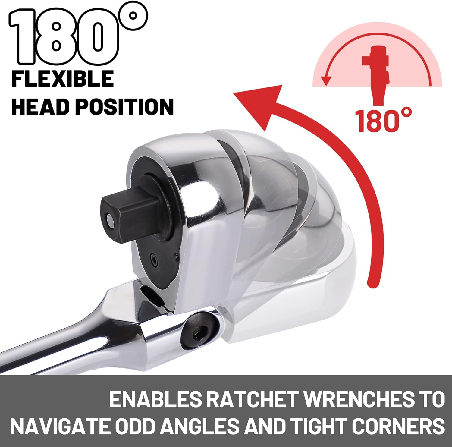 Trinquete de accionamiento de 38 pulgadas, trinquete de cabeza flexible 38 llave de trinquete, llave de enchufe, cabeza Cr-Mo de liberación rápida