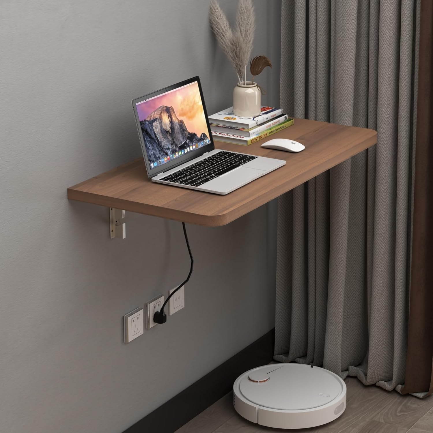 Pmnianhua Mesa plegable de 31 pulgadas para montar en la pared, escritorio de pared plegable, escritorio flotante para oficina en casa, espacio