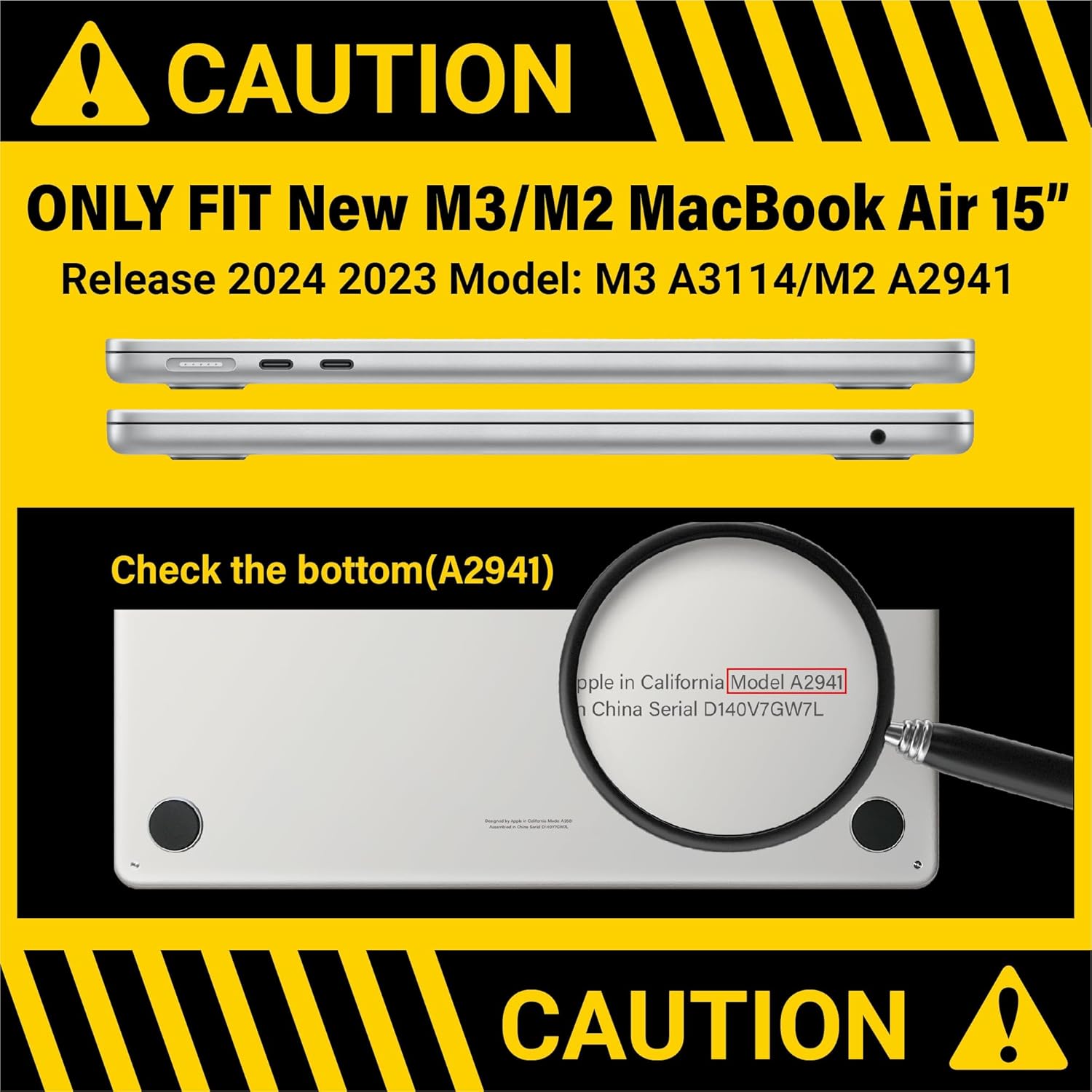 IBENZER Compatible con MacBook Air 2024 2023 de 15 pulgadas M3 A3114 M2 A2941, carcasa rígida, cubierta de teclado y película de pantalla para Mac