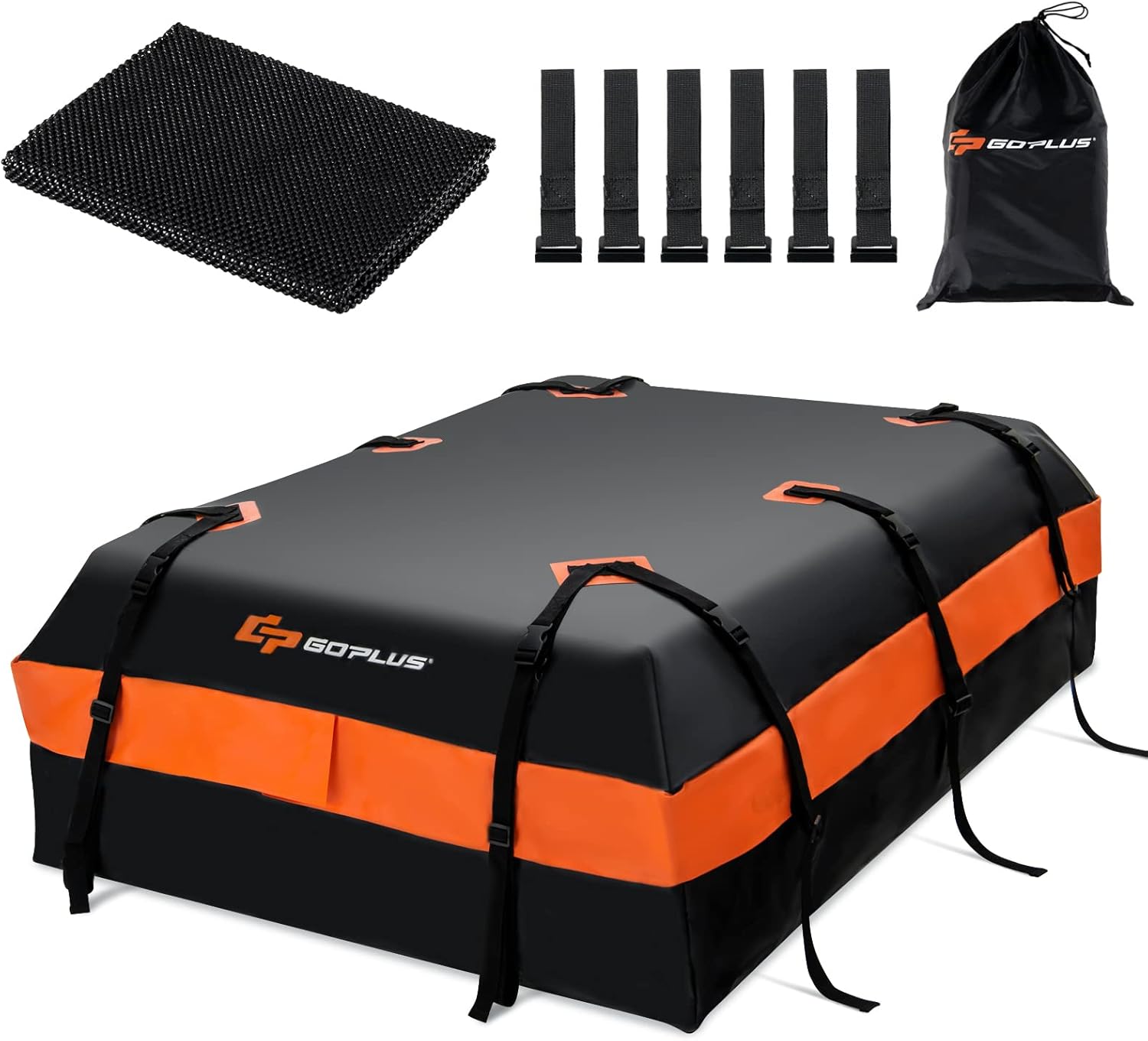 Goplus Portaequipajes para techo, 21 cúbicos, 100% impermeable, suave bolsa de techo para todos los vehículos consin estante, incluye alfombrilla