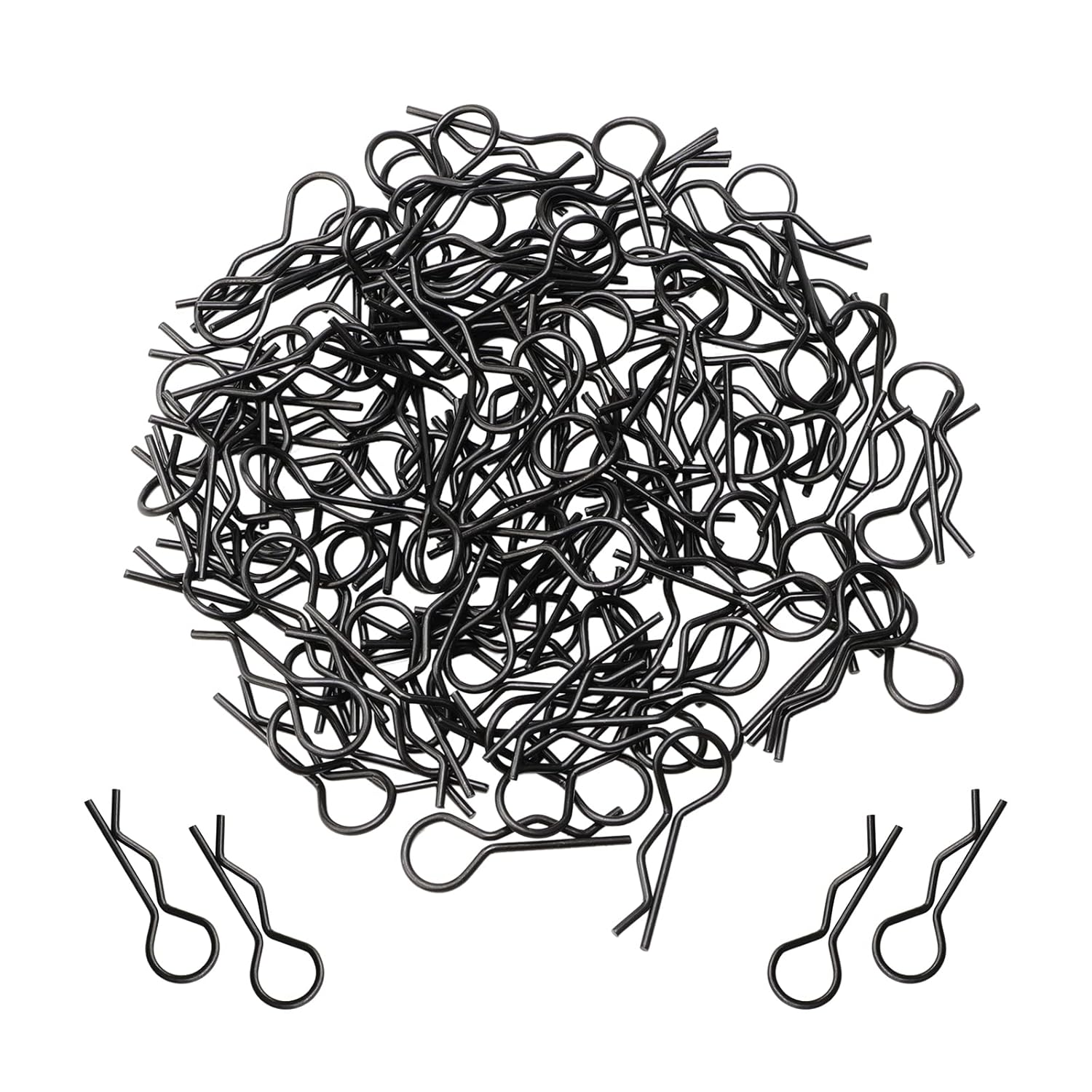 Rchobbytop 100 piezas de clips de cuerpo RC universales Springy R Pines para todos los coches de carretera a escala 18 en carretera Buggy Rock